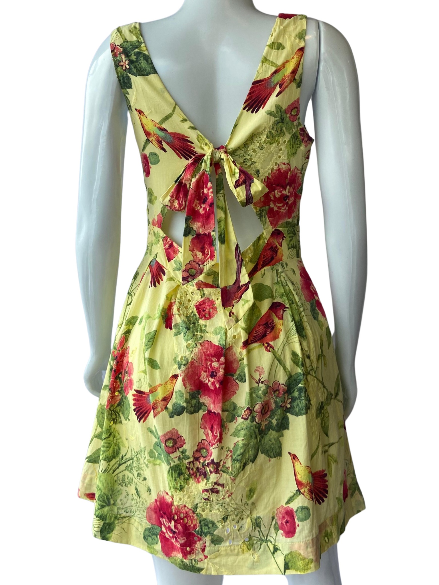 Vestido Laise Pássaros Amarelo tamanho 42