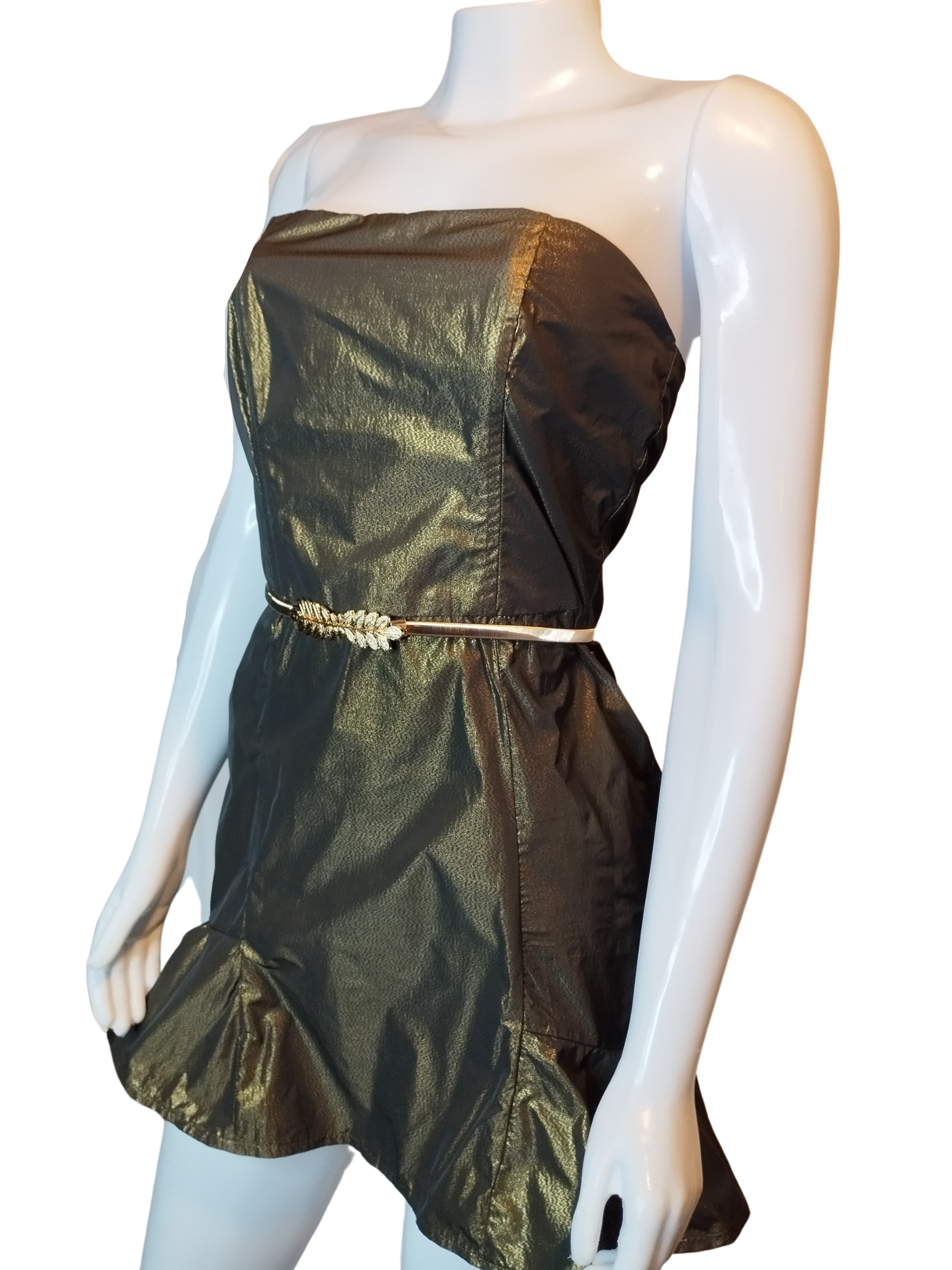 Vestido Botswana Tomara que Caia Glamour Ouro Velho tamanho P