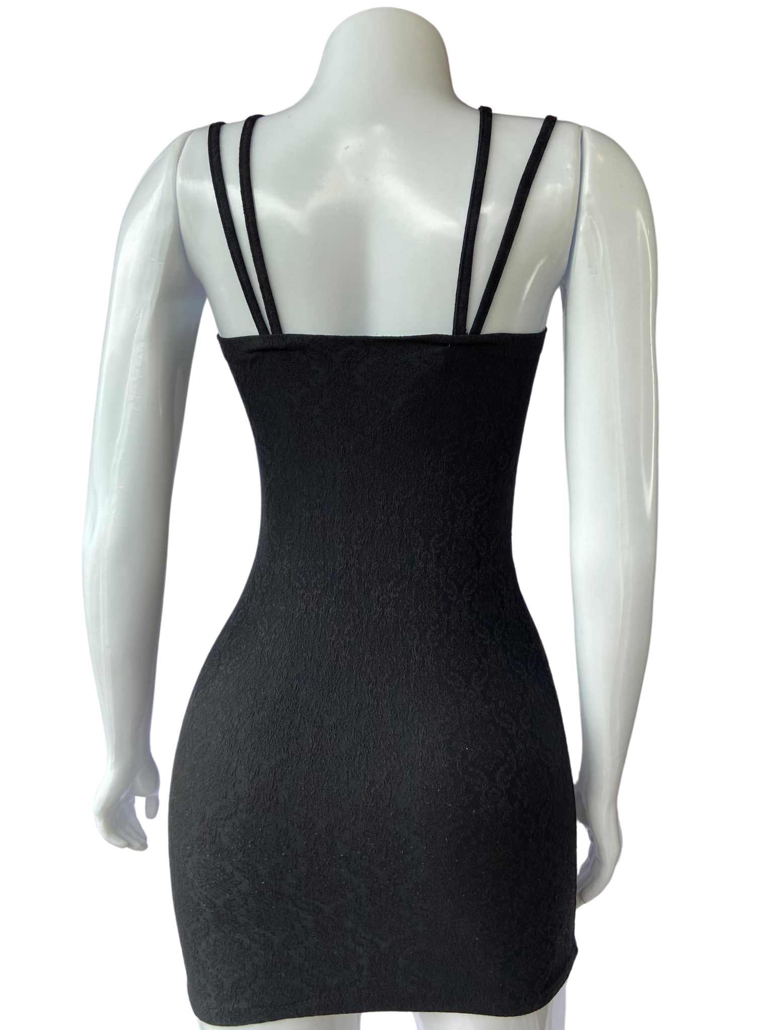 Vestido Curto 2 Tiras Detalhe Busto Preto tamanho PP