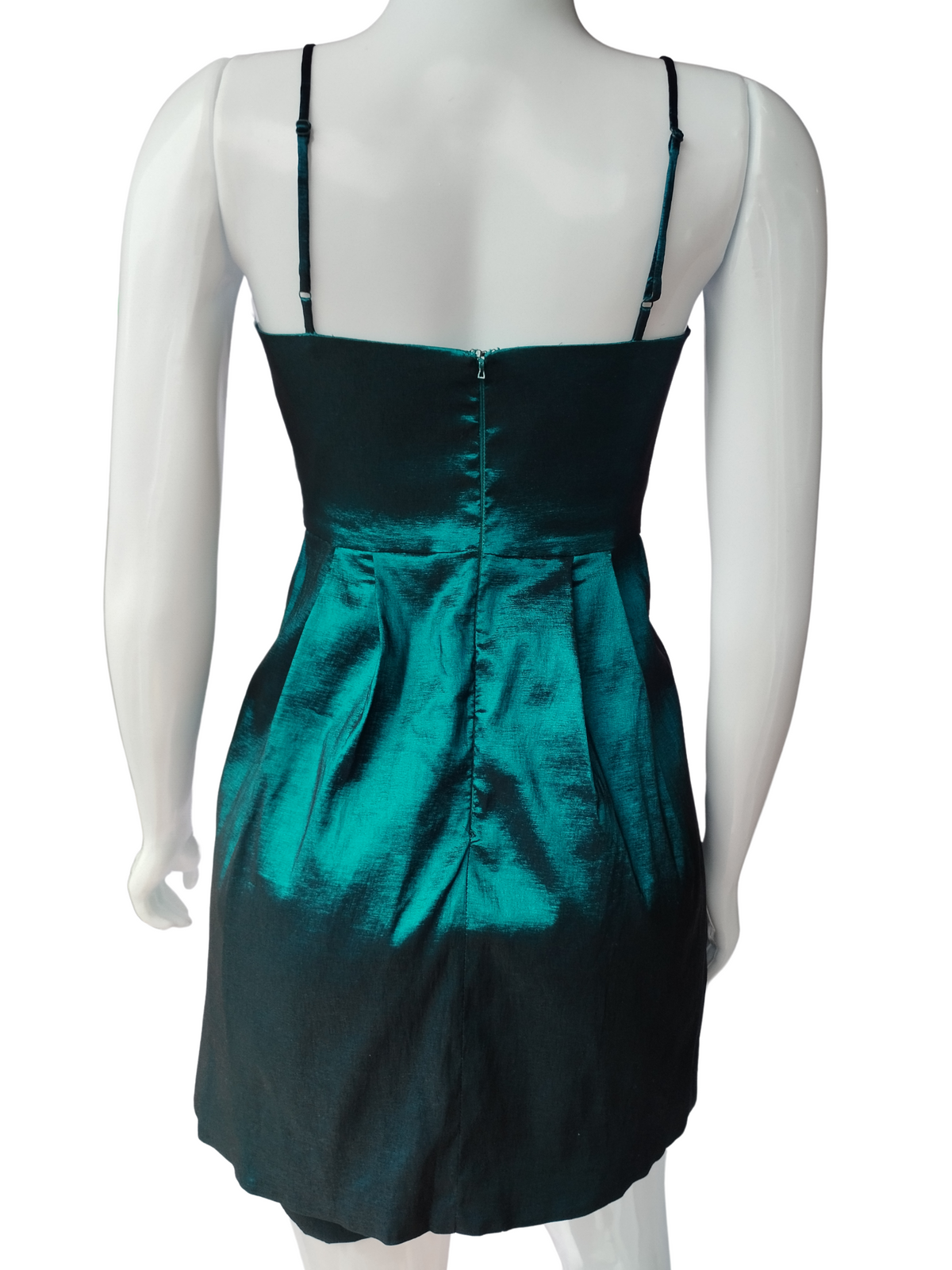 Vestido Festa Tafetá Verde Esmeralda tamanho M