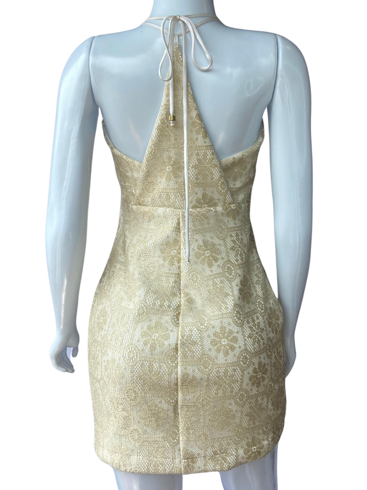 Vestido Botswana Renda Dourado tamanho M