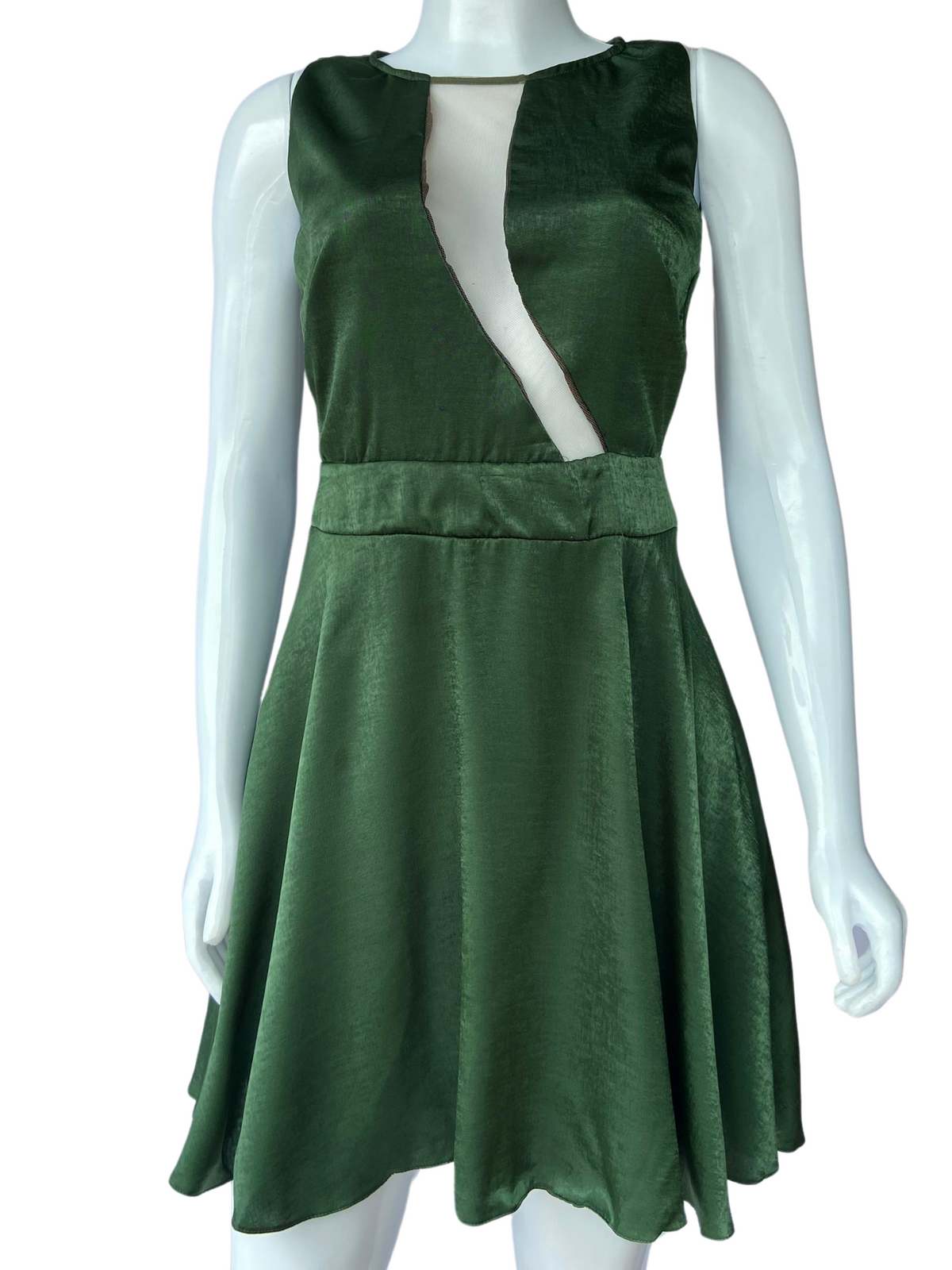 Vestido Botswana Festa Decote Tule Verde tamanho P