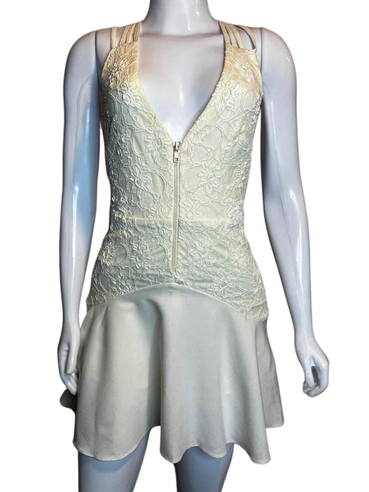 Vestido Botswana Renda Alças Cruzadas Costas Off White tamanho PP