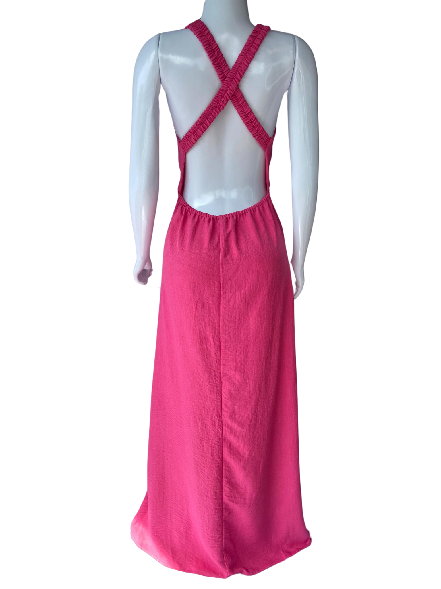 Vestido Longo Afghan Alça Elástico Rosa tamanho G