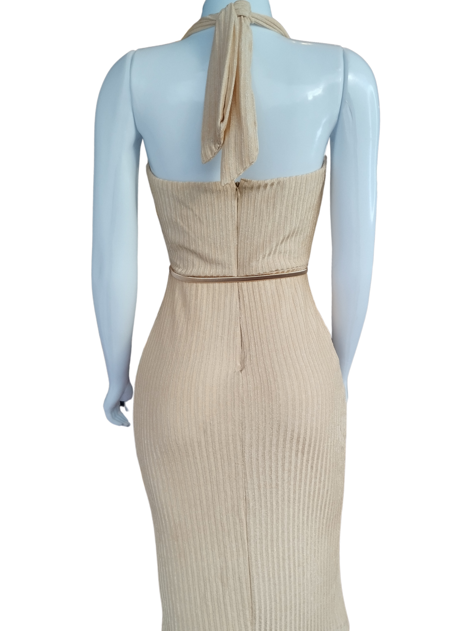 Vestido Botswana Midi Transpassado Canelado Dourado tamanho M