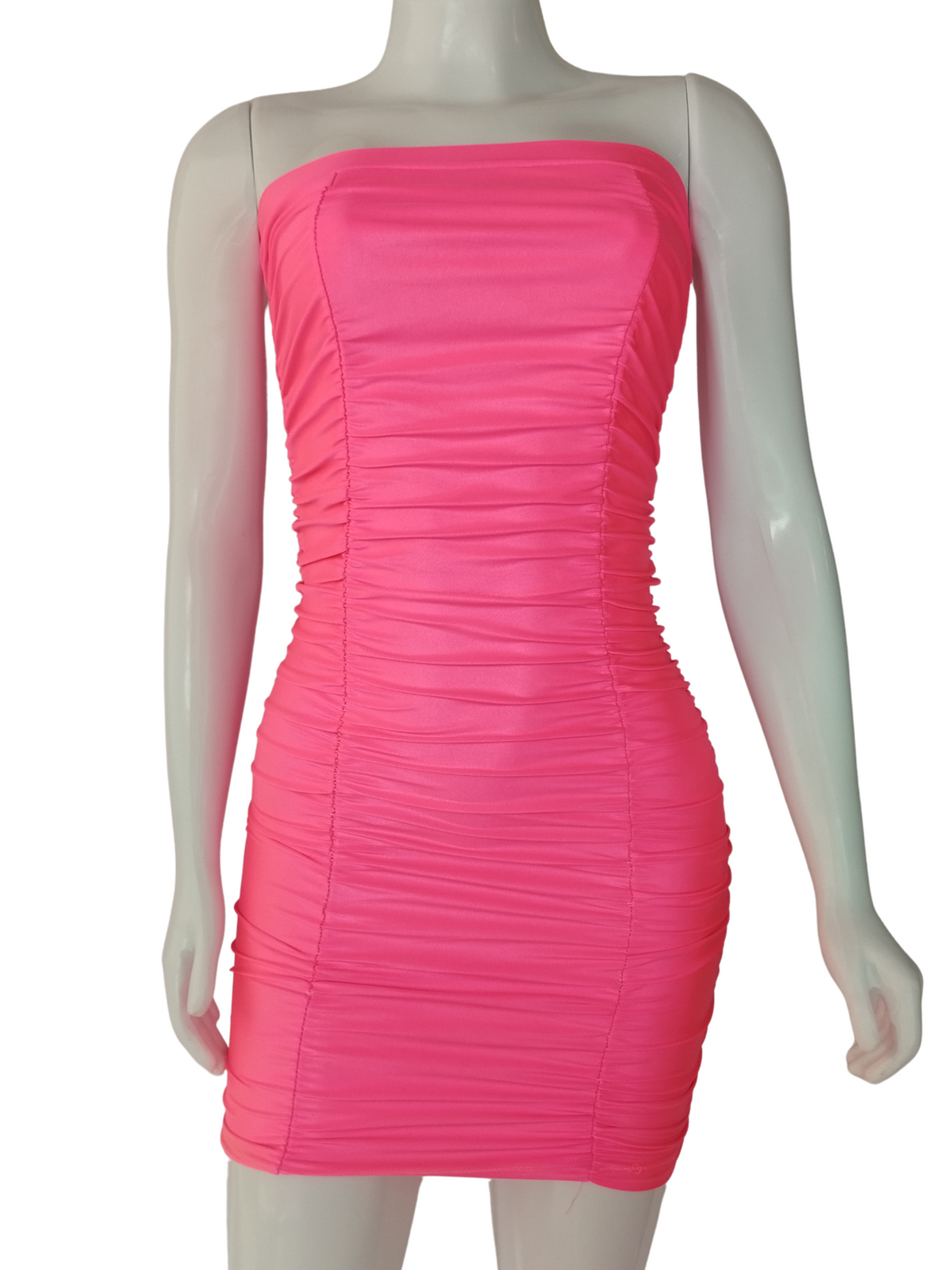 Vestido Tomara Que Caia Drapeado Barbie Rosa Neon tamanho P