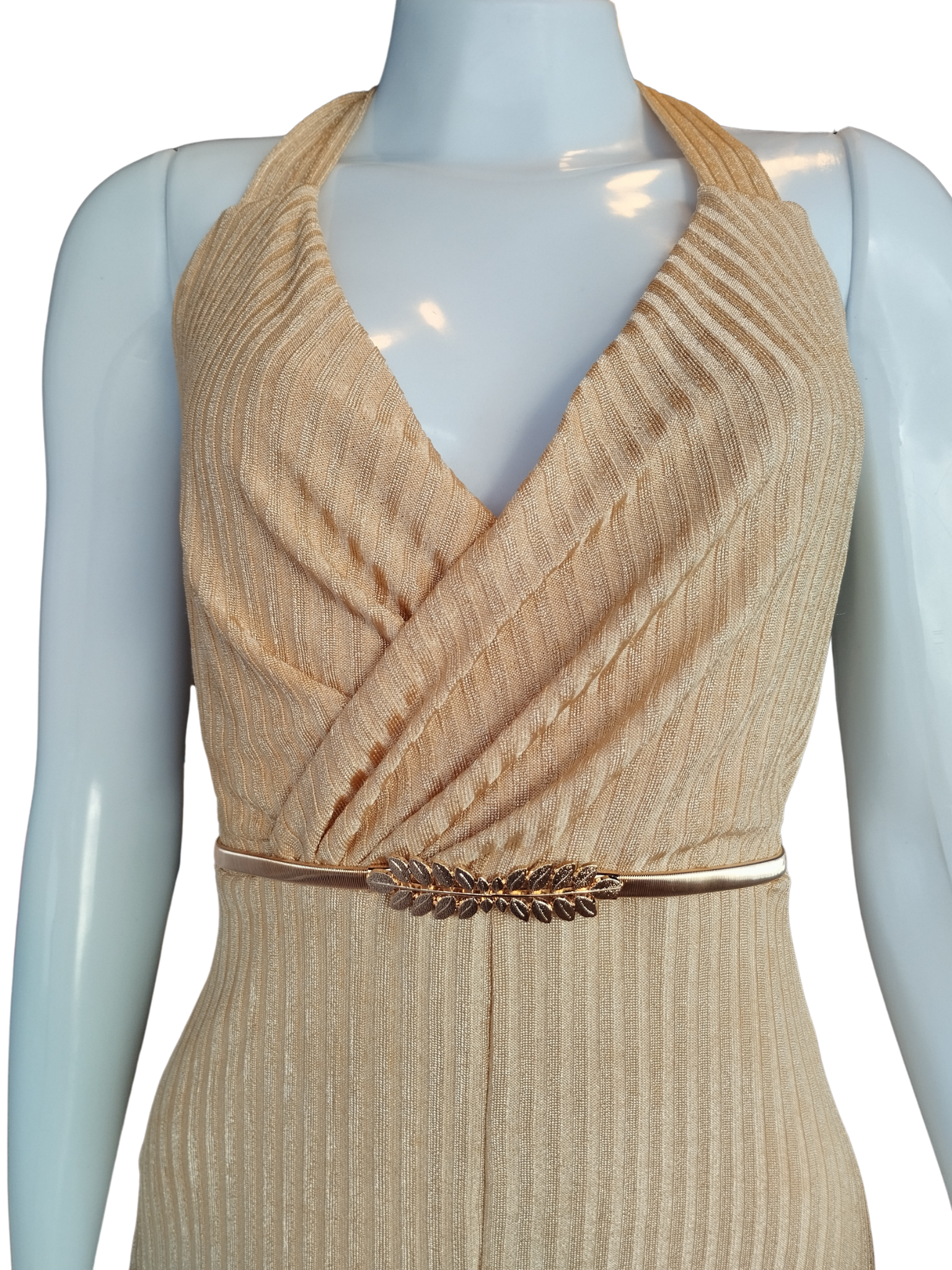 Vestido Botswana Midi Transpassado Canelado Dourado tamanho M