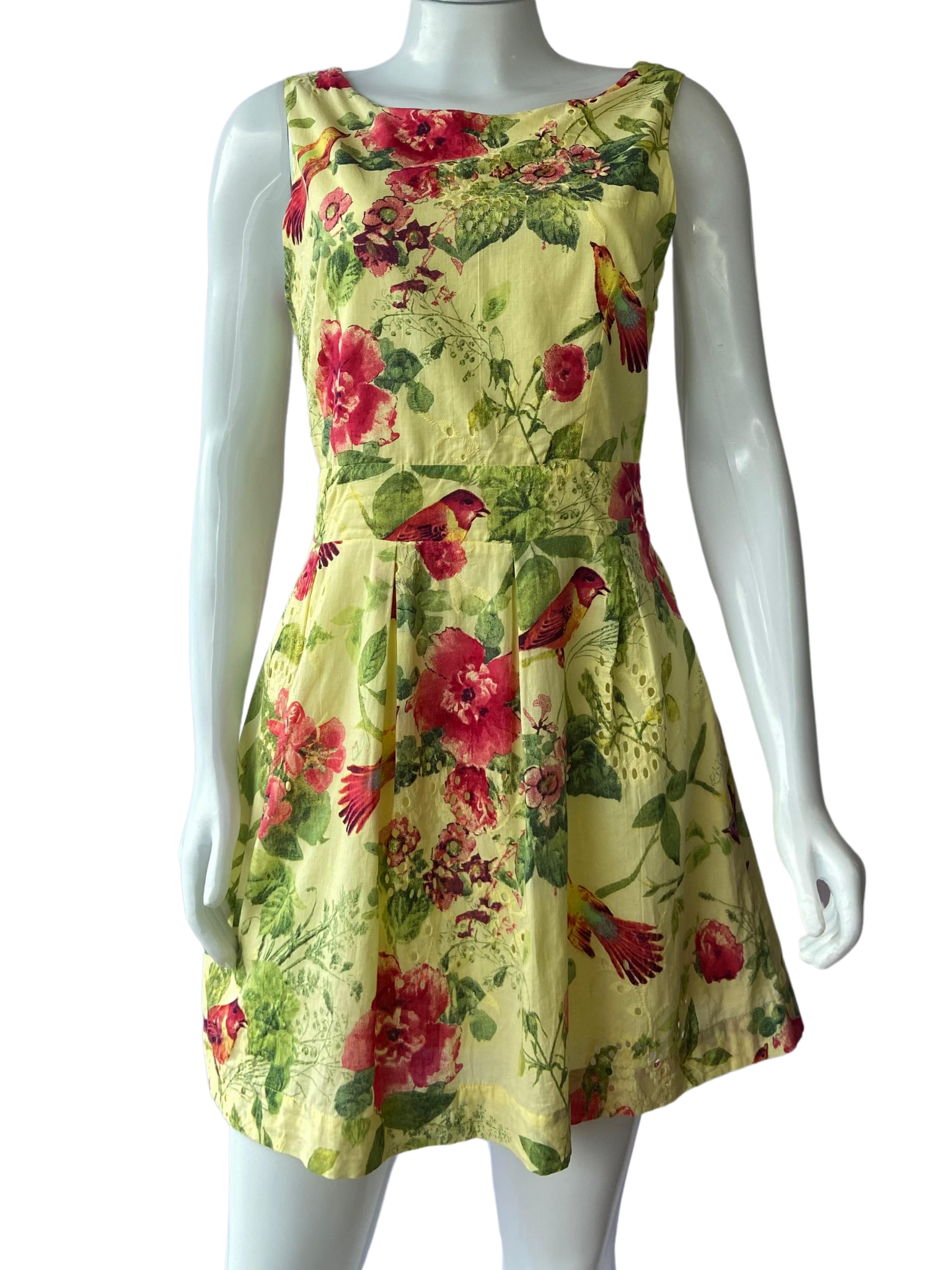 Vestido Laise Pássaros Amarelo tamanho 42