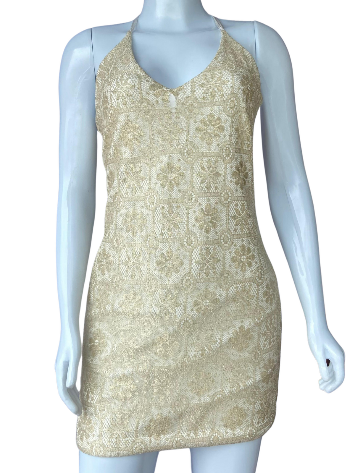 Vestido Botswana Renda Dourado tamanho M