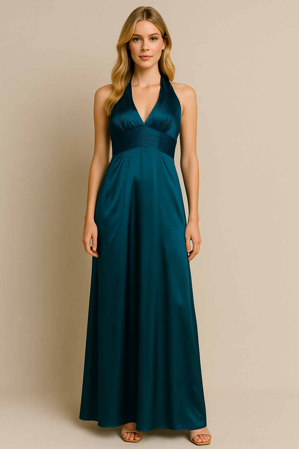 Vestido Longo Festa Costas Nuas Verde Esmeralda tamanho P