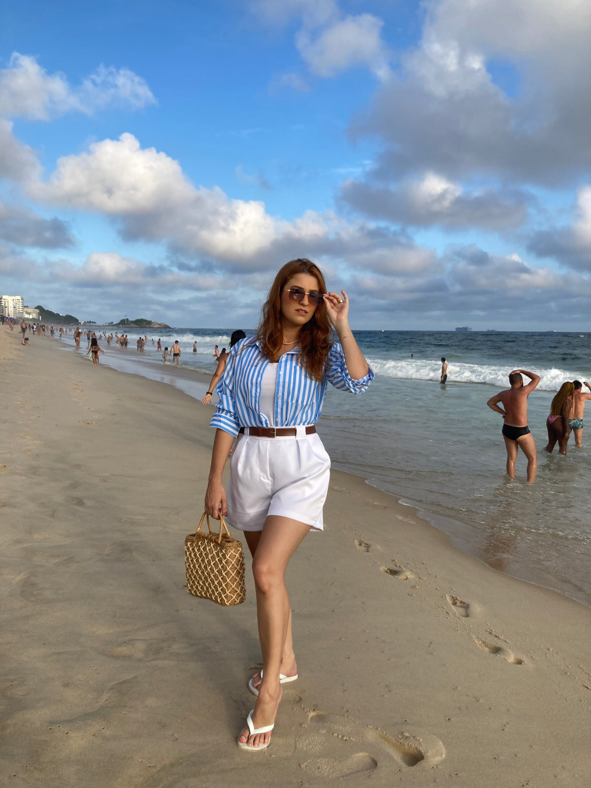 Camisa Pontal Listra Azul Bebê Tamanho G