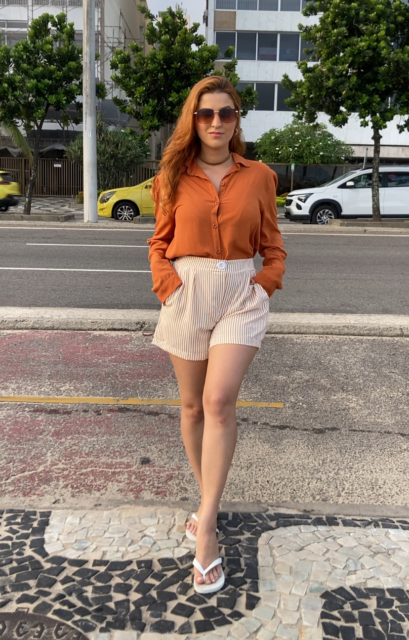 Camisa Leblon Castanho Tamanho M