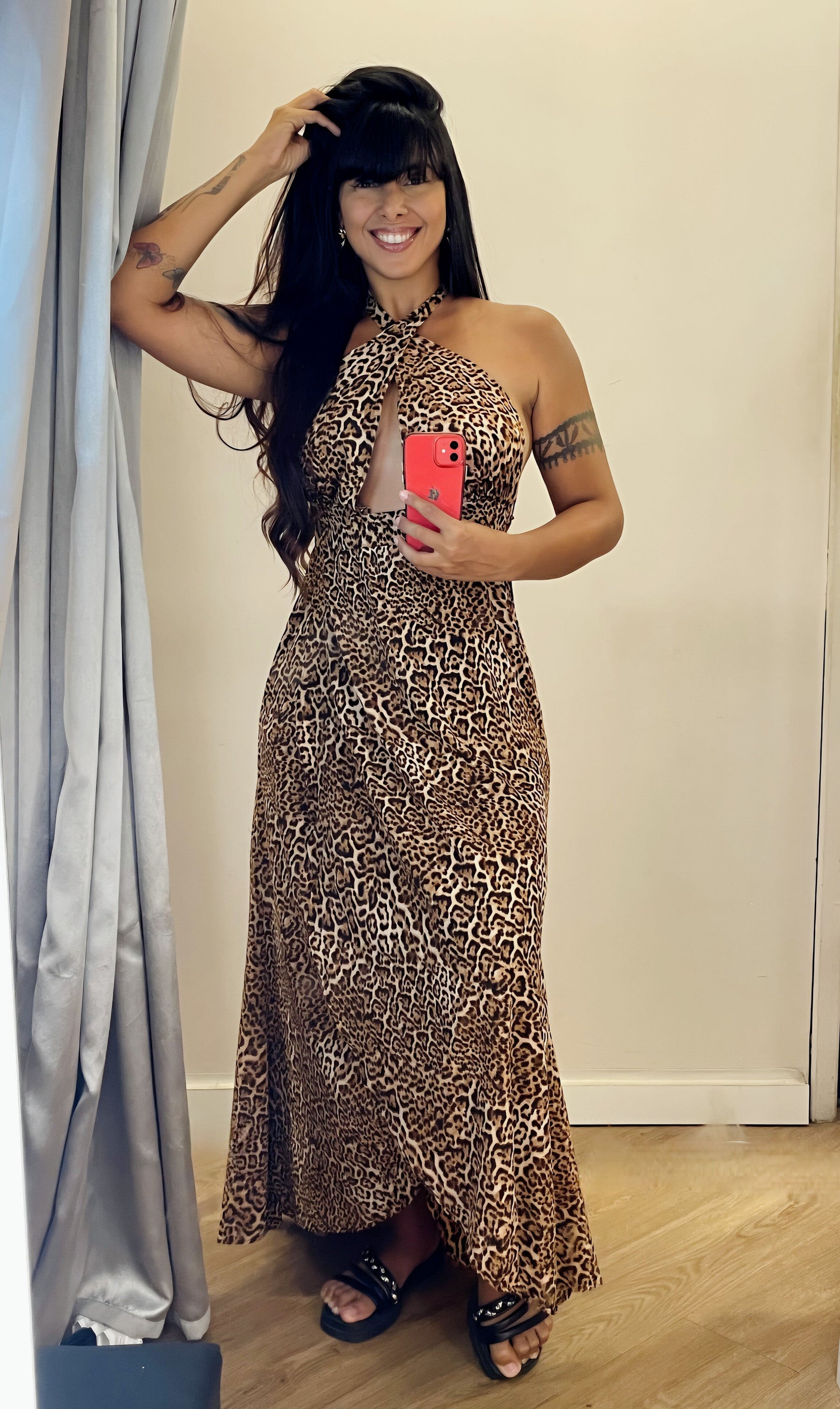 Vestido Afghan Longo Onça tamanho G