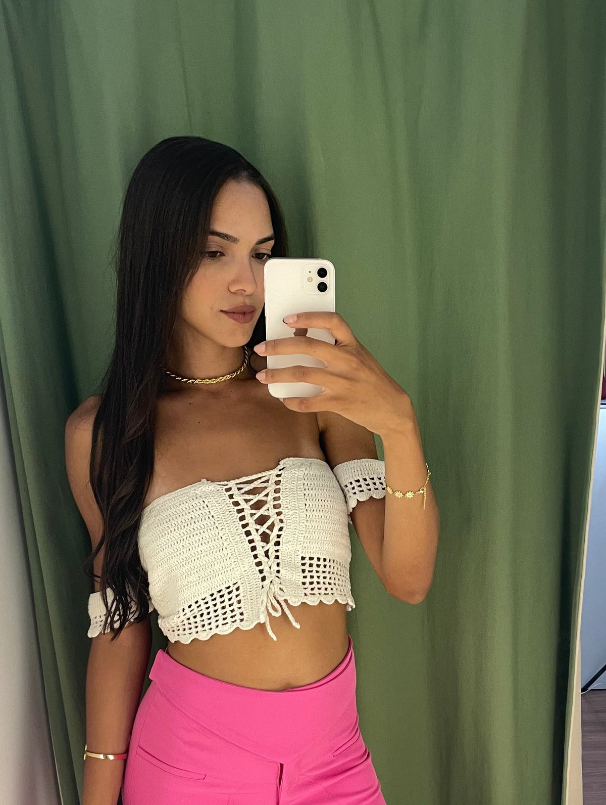 Cropped Artesanal Croche Ciganinha tamanho M