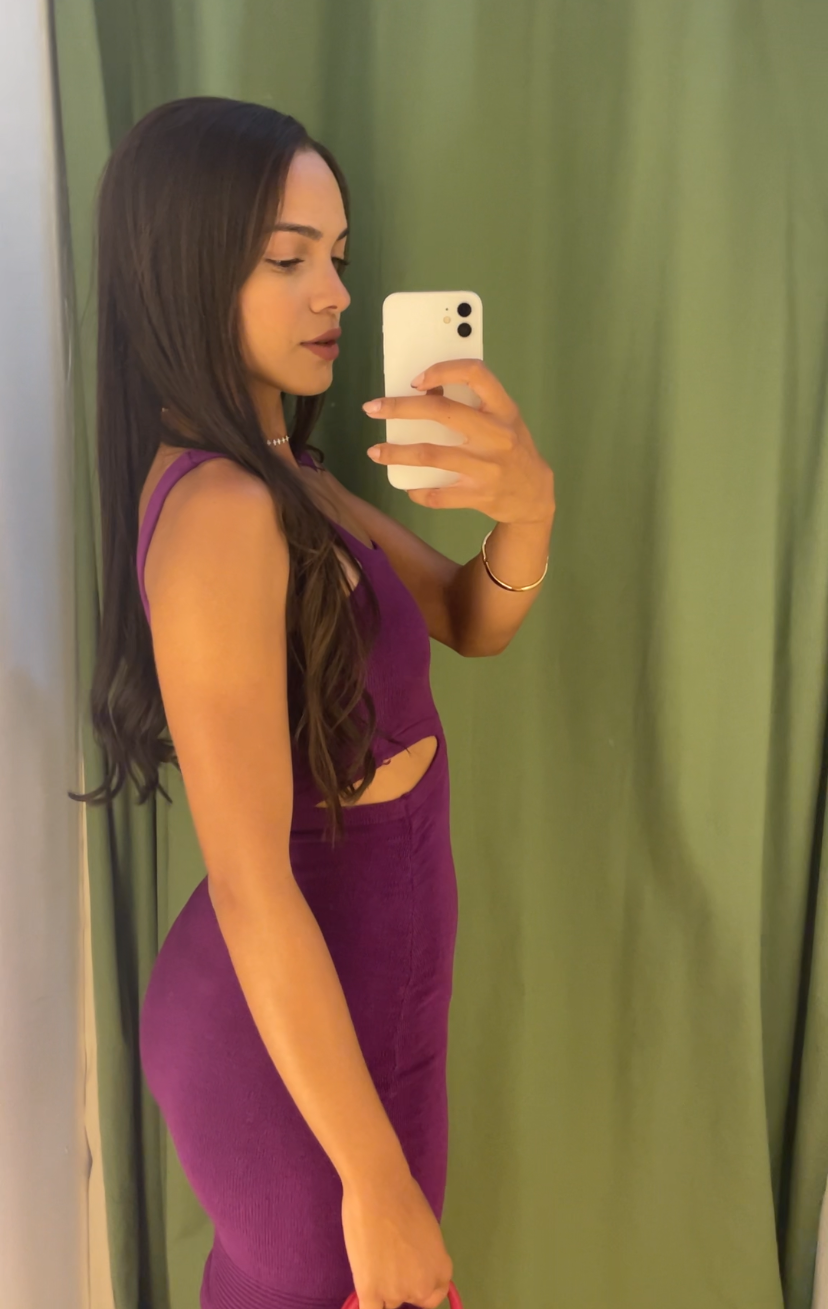 Vestido Tricot Fenda Lateral Roxo tamanho M