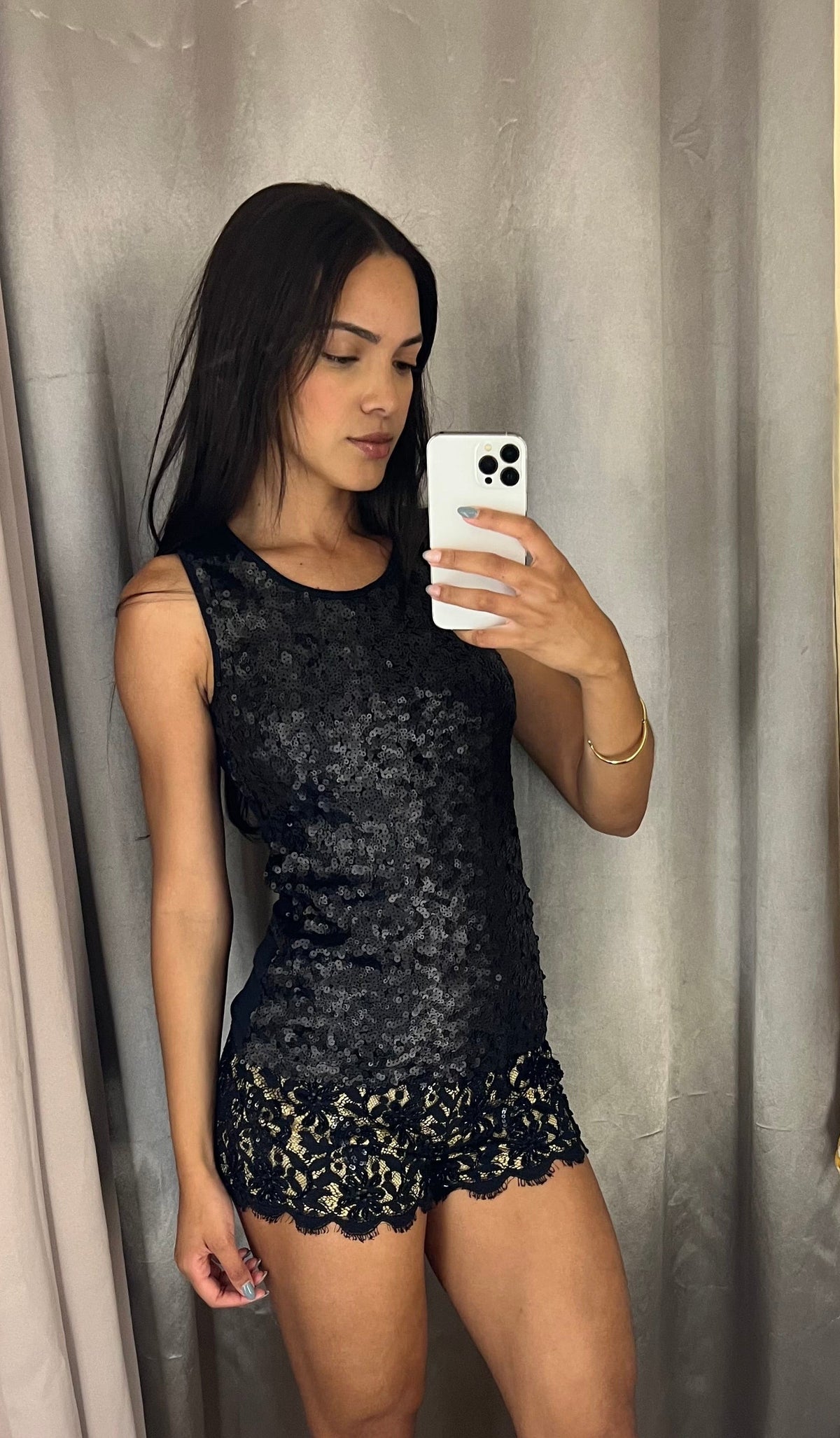 Short Animale Renda Pedraria Preto Tamanho P