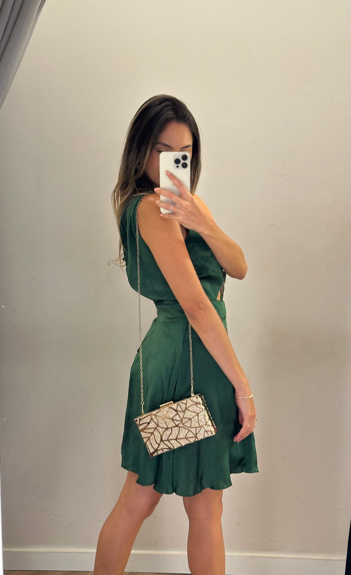 Vestido Botswana Festa Decote Tule Verde tamanho P