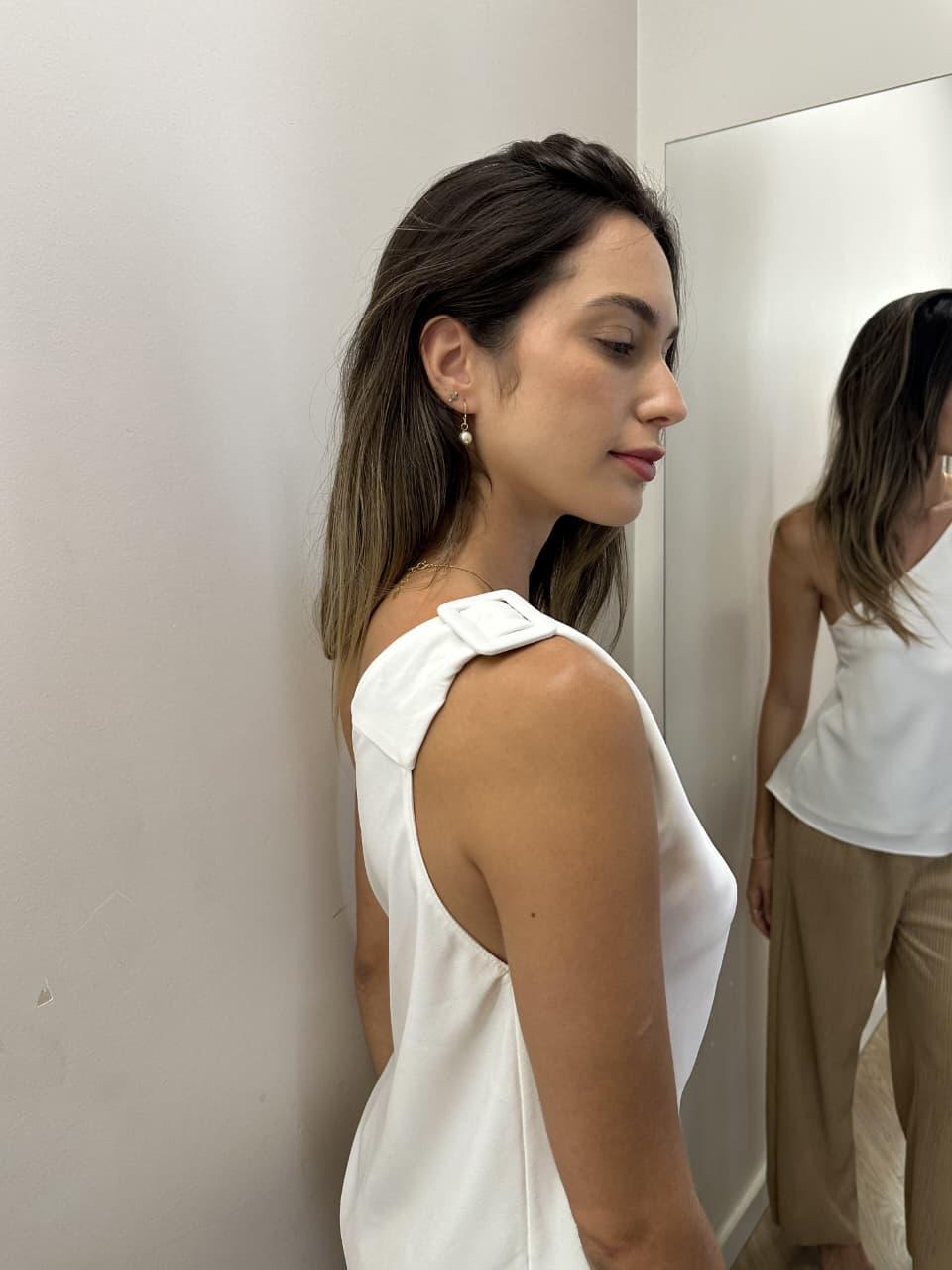 Blusa Fivela Ombro Branco Tam P