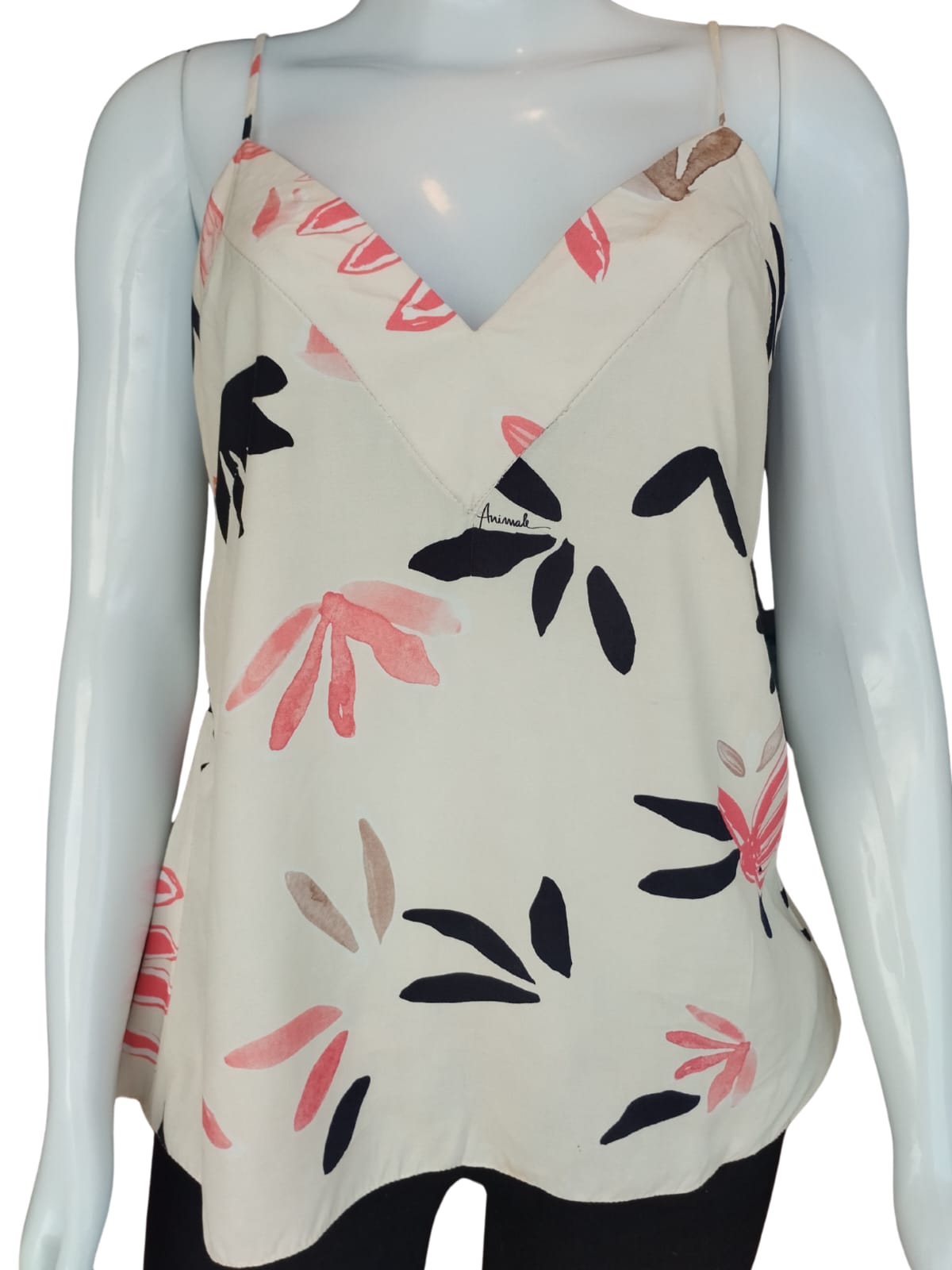 Blusa Animale Alça e Fores Off White tamanho 38