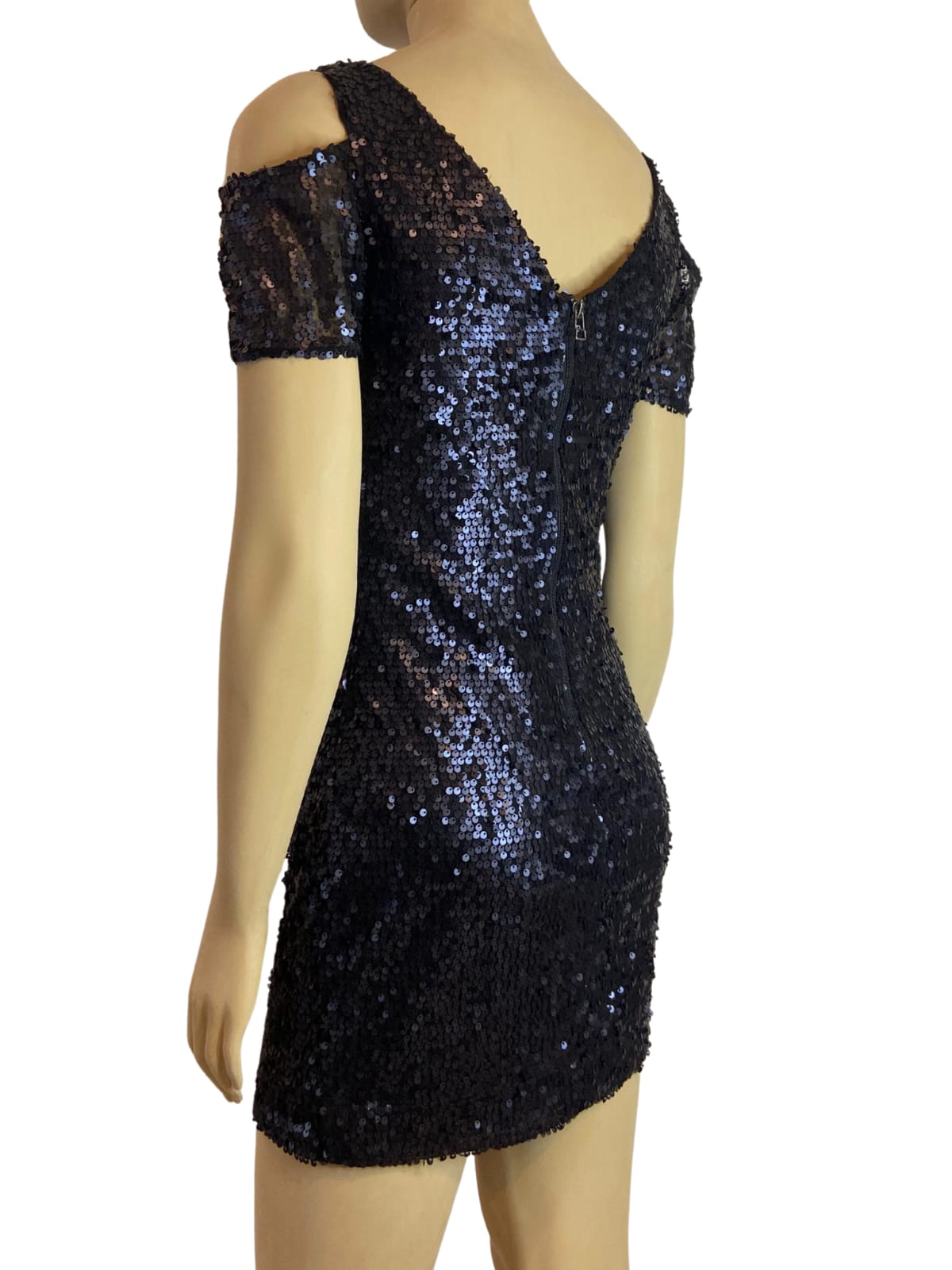 Vestido Dress Code Lantejoulas Preto Tamanho P