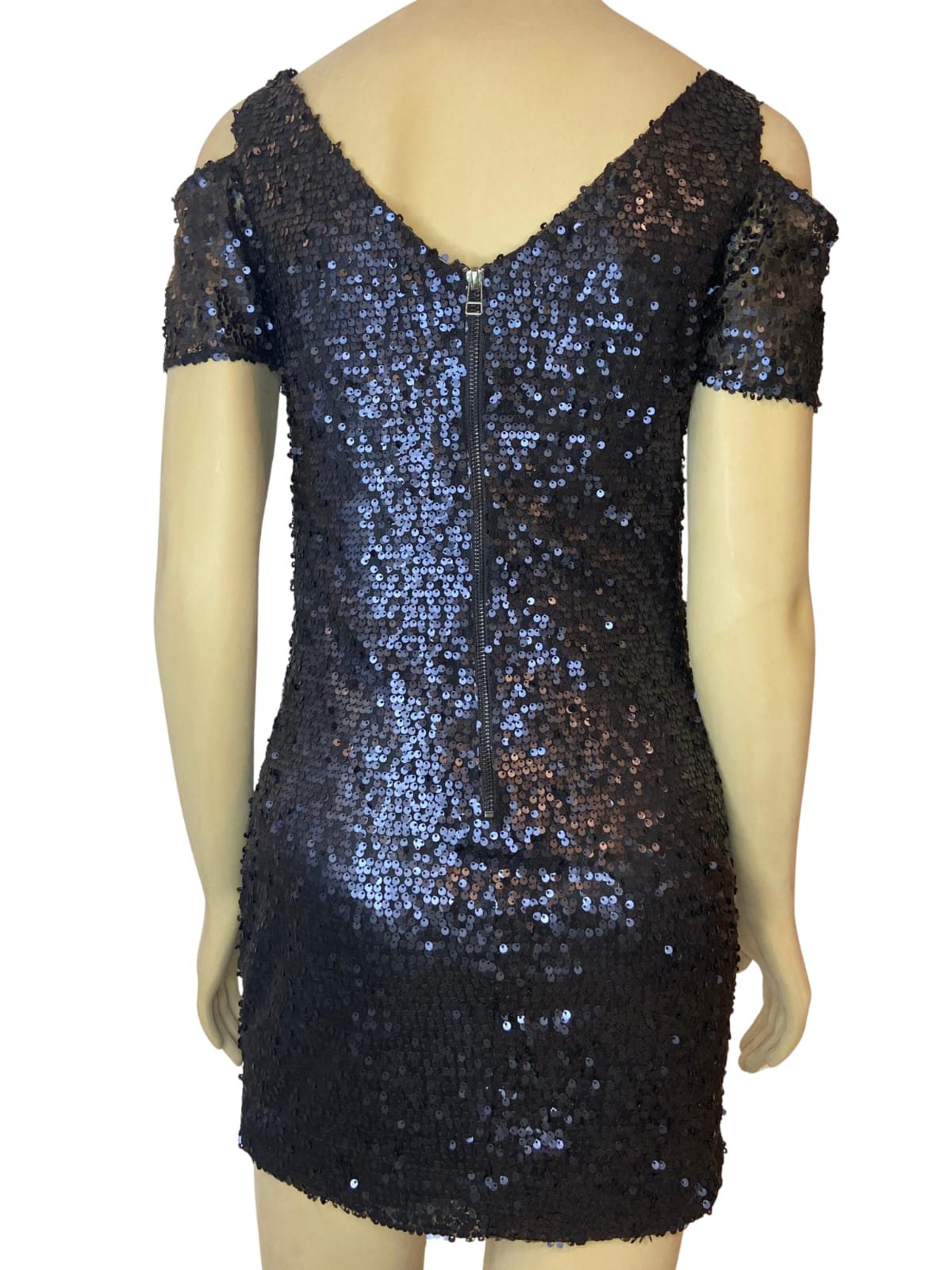 Vestido Dress Code Lantejoulas Preto Tamanho P
