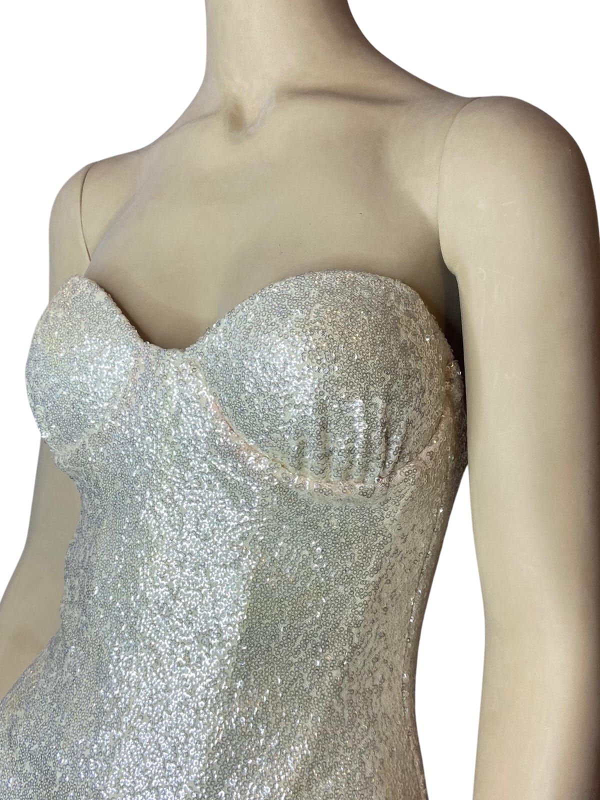 Body Brilho Decote Coração Champanhe Tamanho M