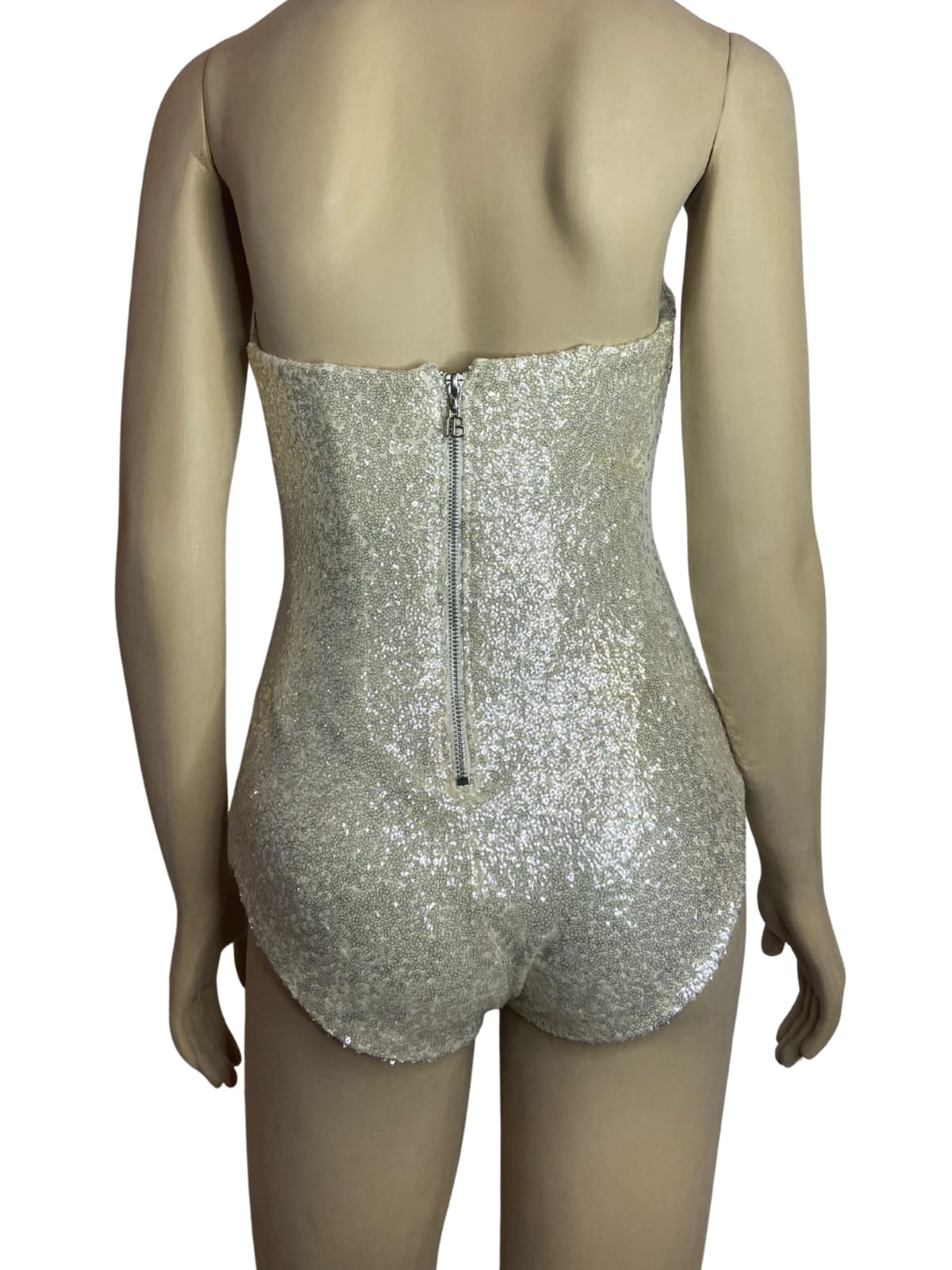 Body Brilho Decote Coração Champanhe Tamanho M