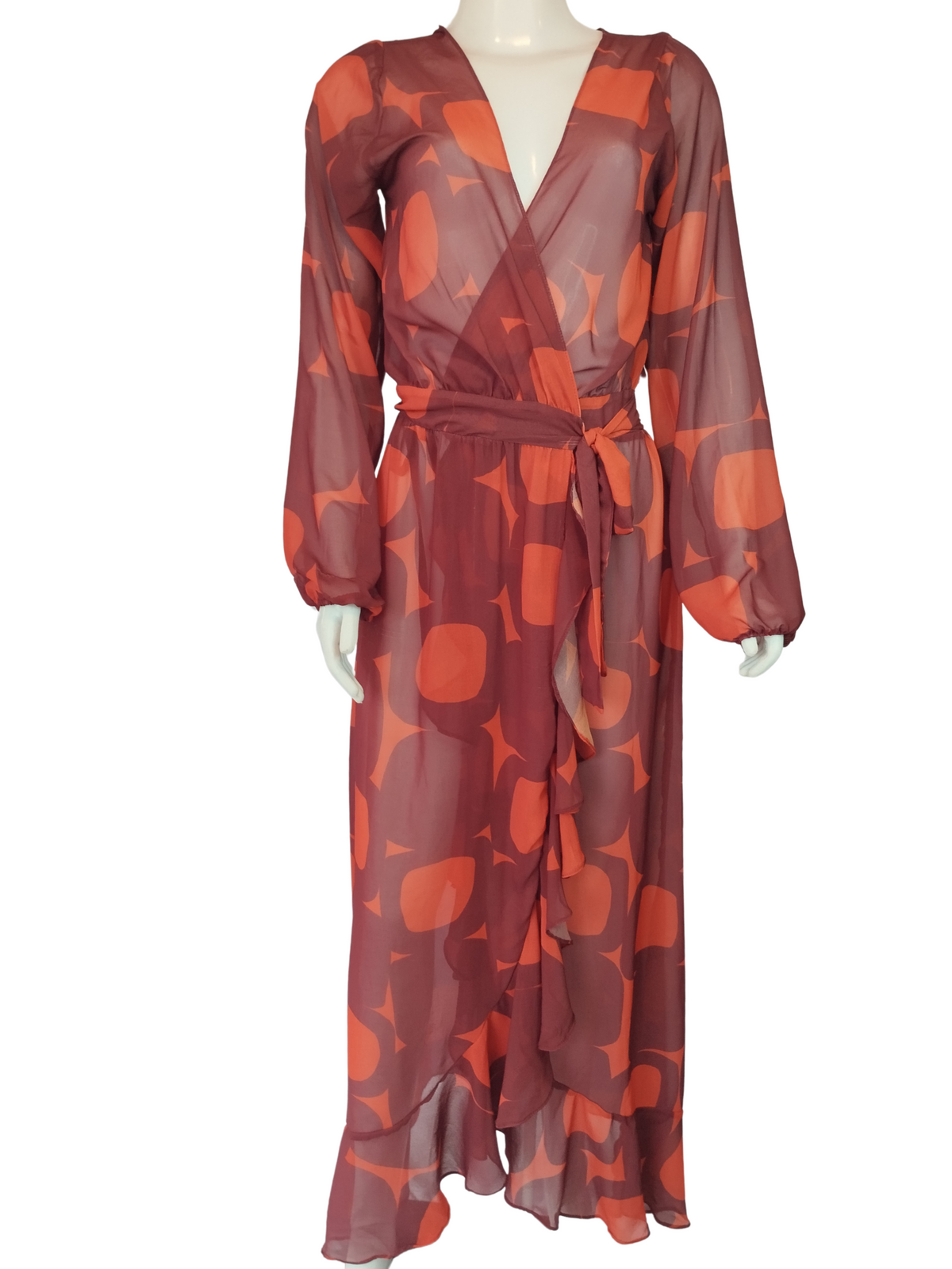 Vestido Feline Transpassado Saída de Praia Estampado tamanho P