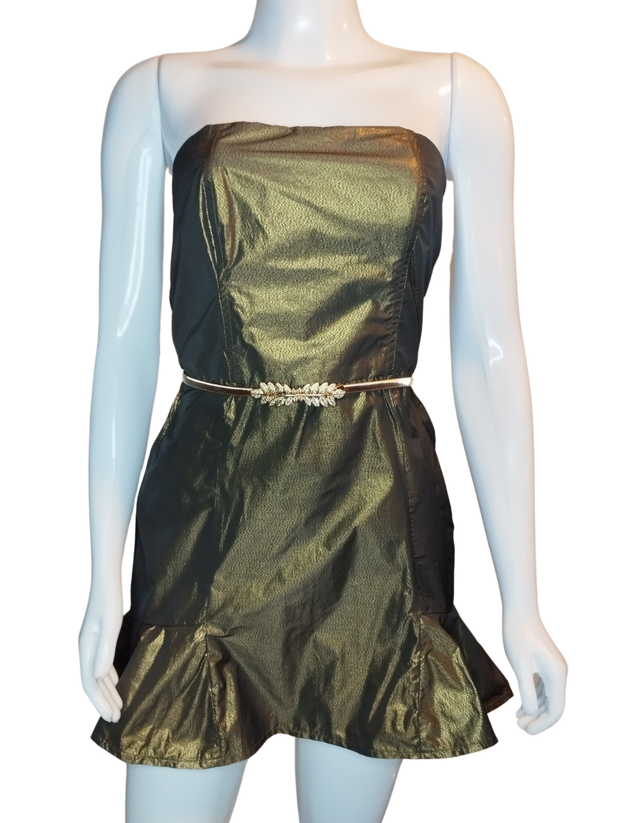 Vestido Botswana Tomara que Caia Glamour Ouro Velho tamanho P