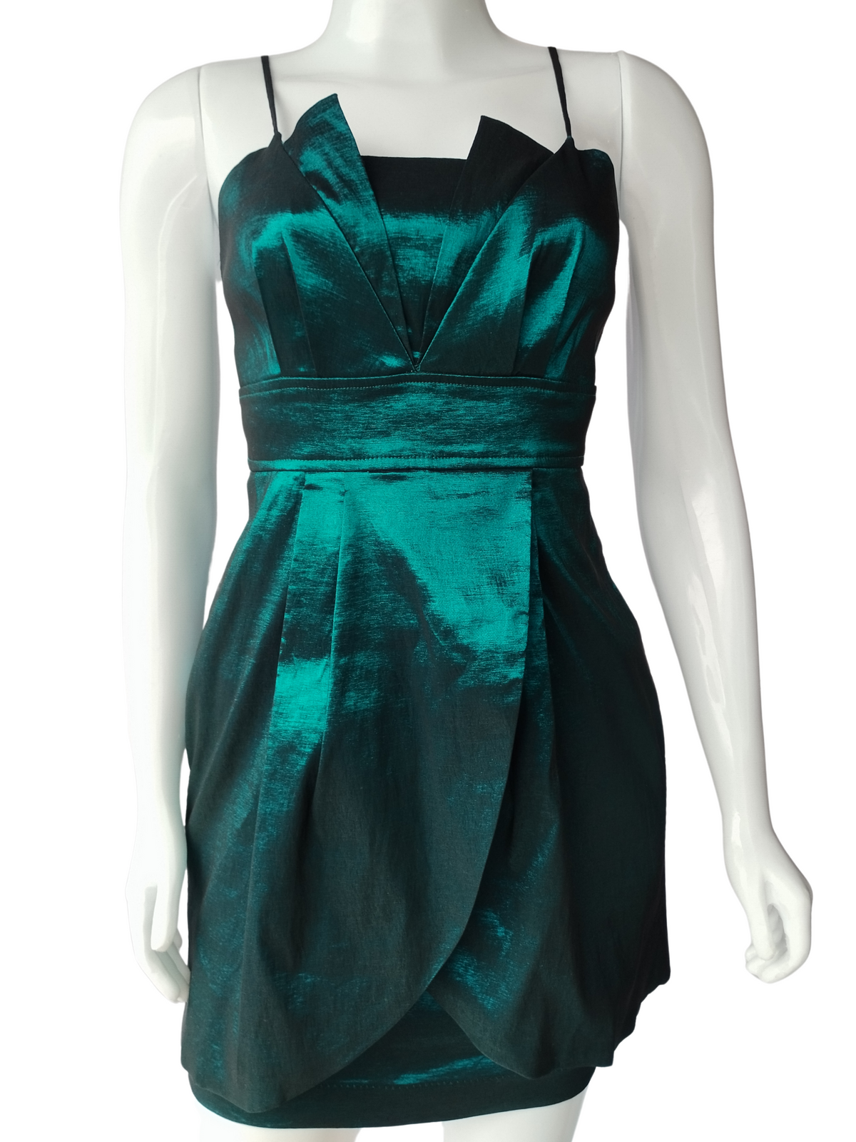 Vestido Festa Tafetá Verde Esmeralda tamanho M