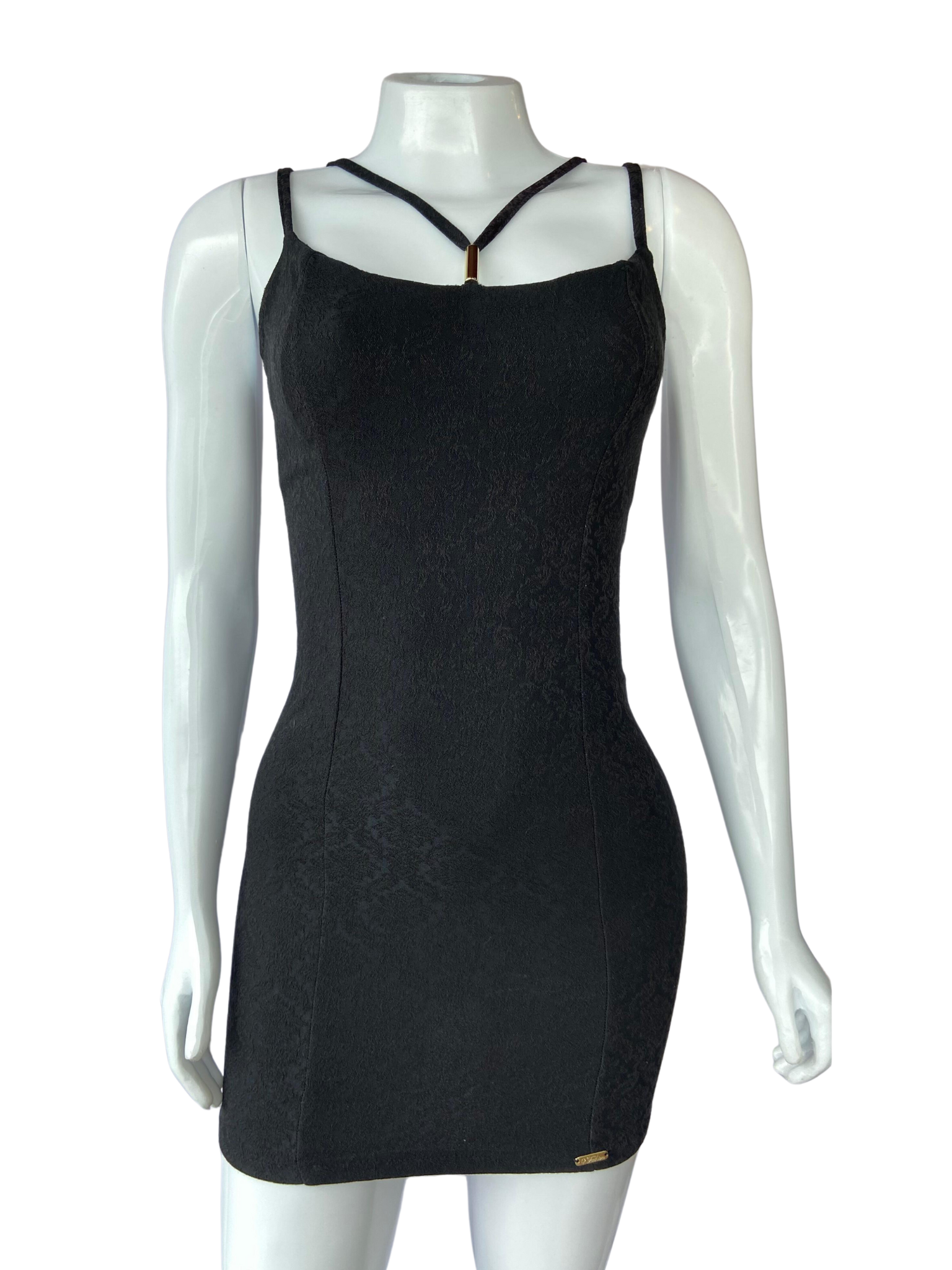 Vestido Curto 2 Tiras Detalhe Busto Preto tamanho PP
