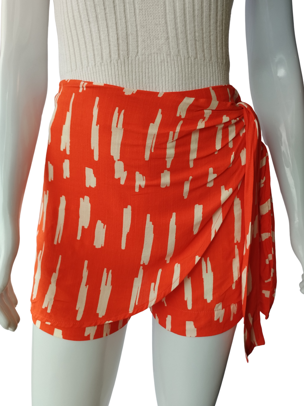 Short Saia Afghan Riscos Vermelho Tamanho P