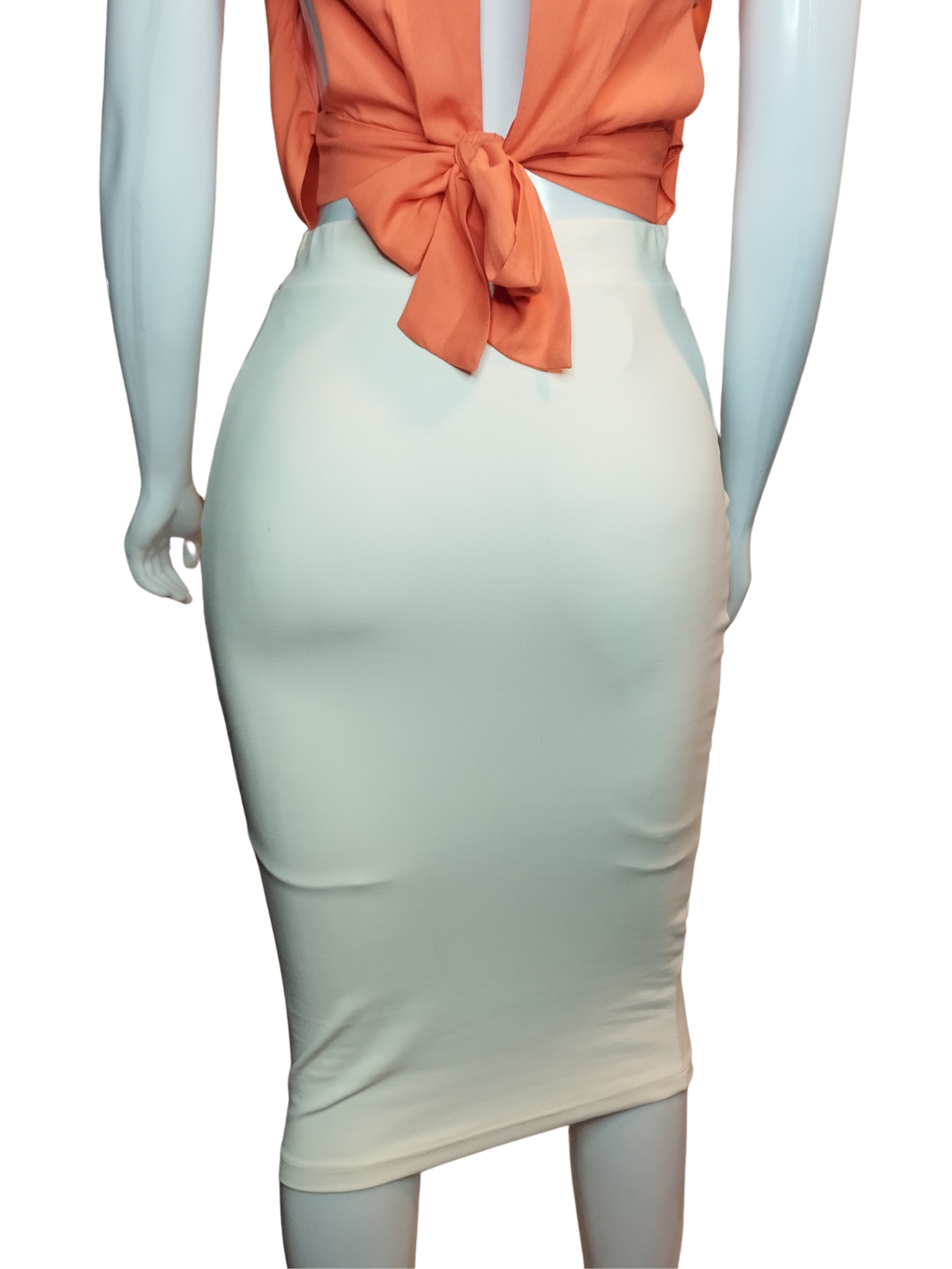 Saia Midi Tubinho Off White tamanho M