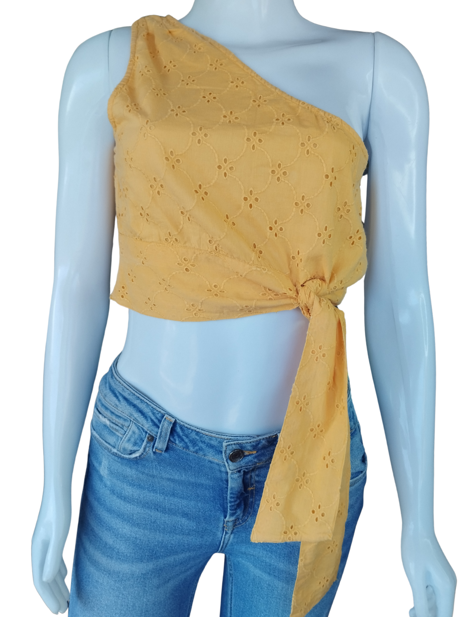 Blusa Cropped Zara Laise Assimétrico Amarelo tamanho P