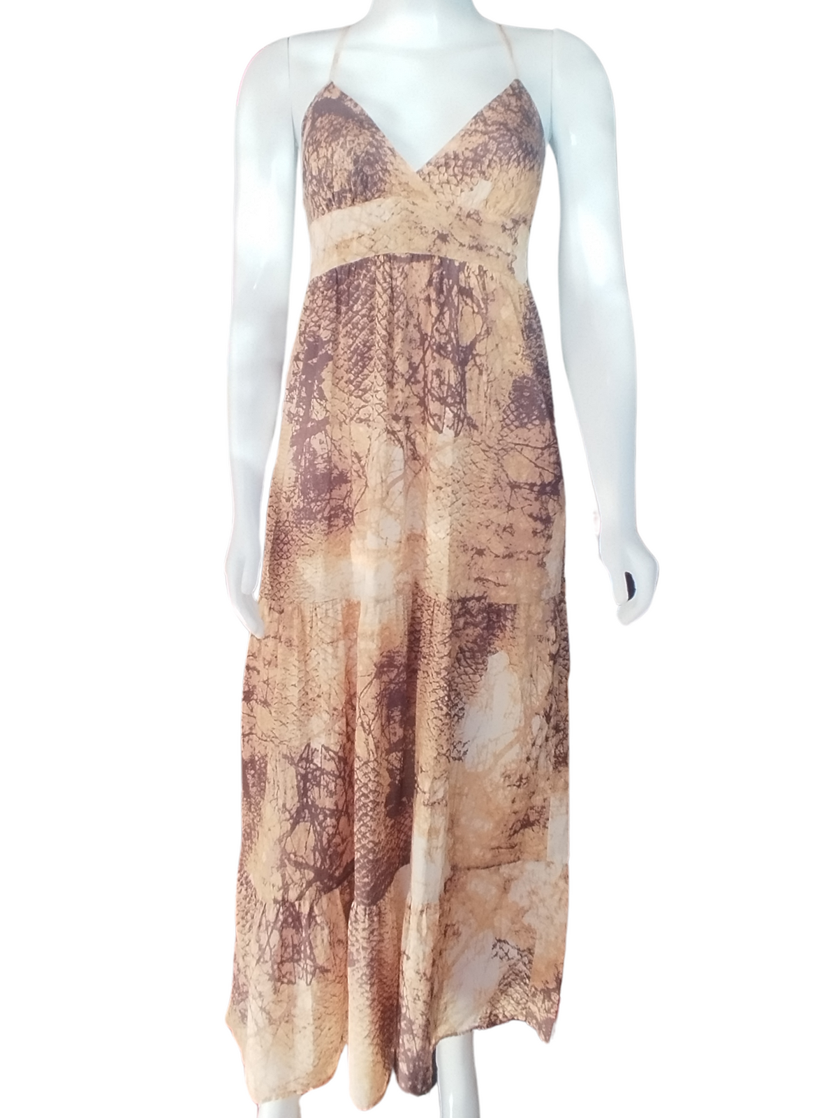 Vestido Longo Cobra Costas Nuas Animal Print tamanho PP