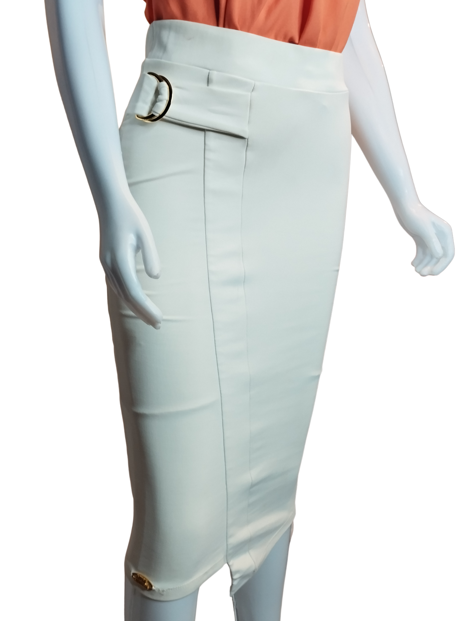 Saia Midi Tubinho Off White tamanho M