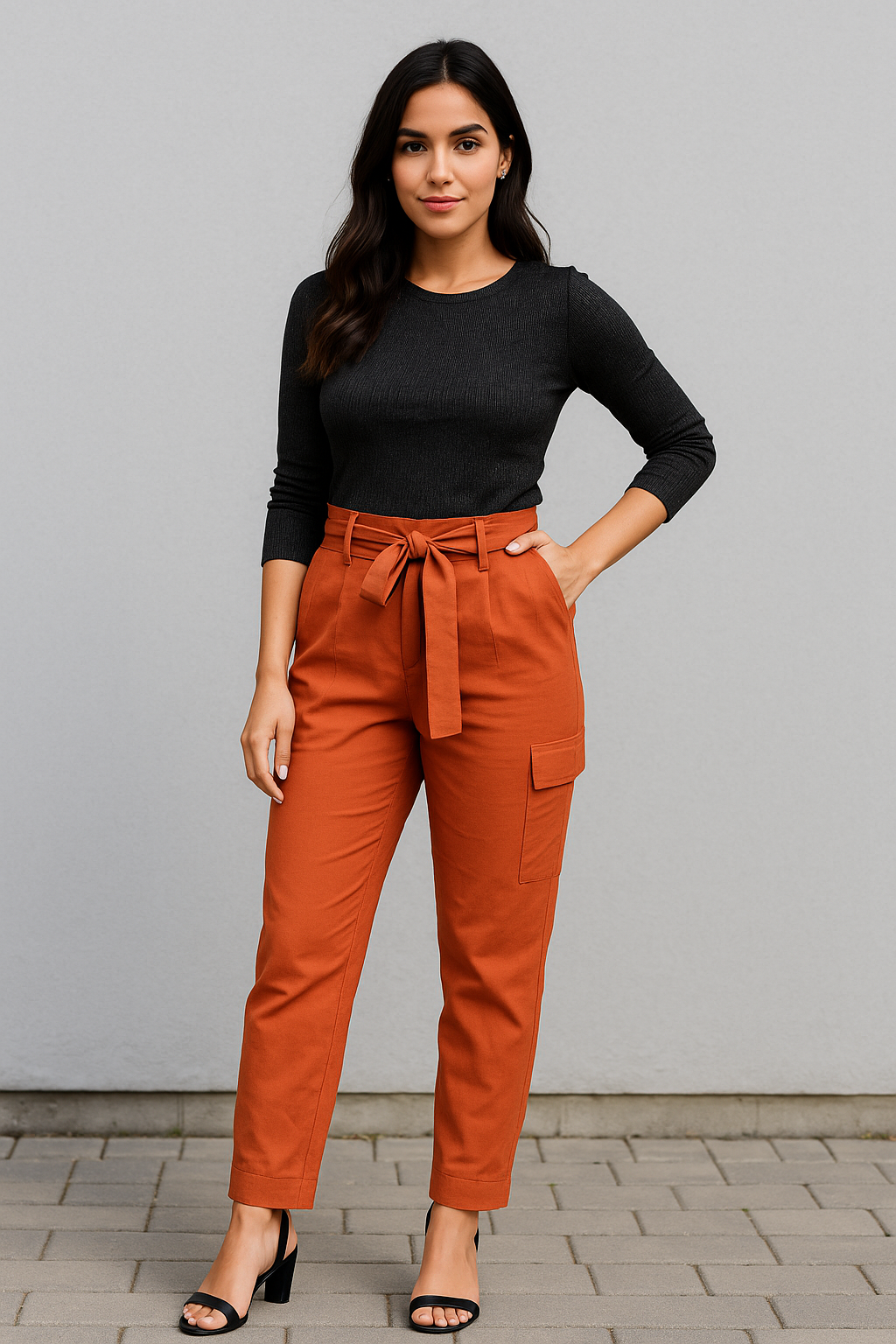 Calça Cargo Social com Cinto Terracota tamanho 36