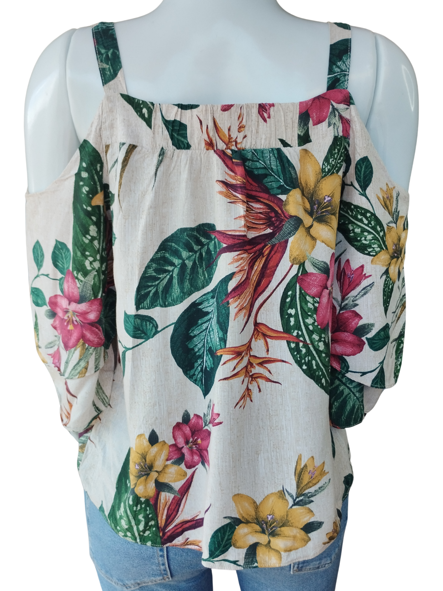 Blusa Decote Ombro Floral tamanho M