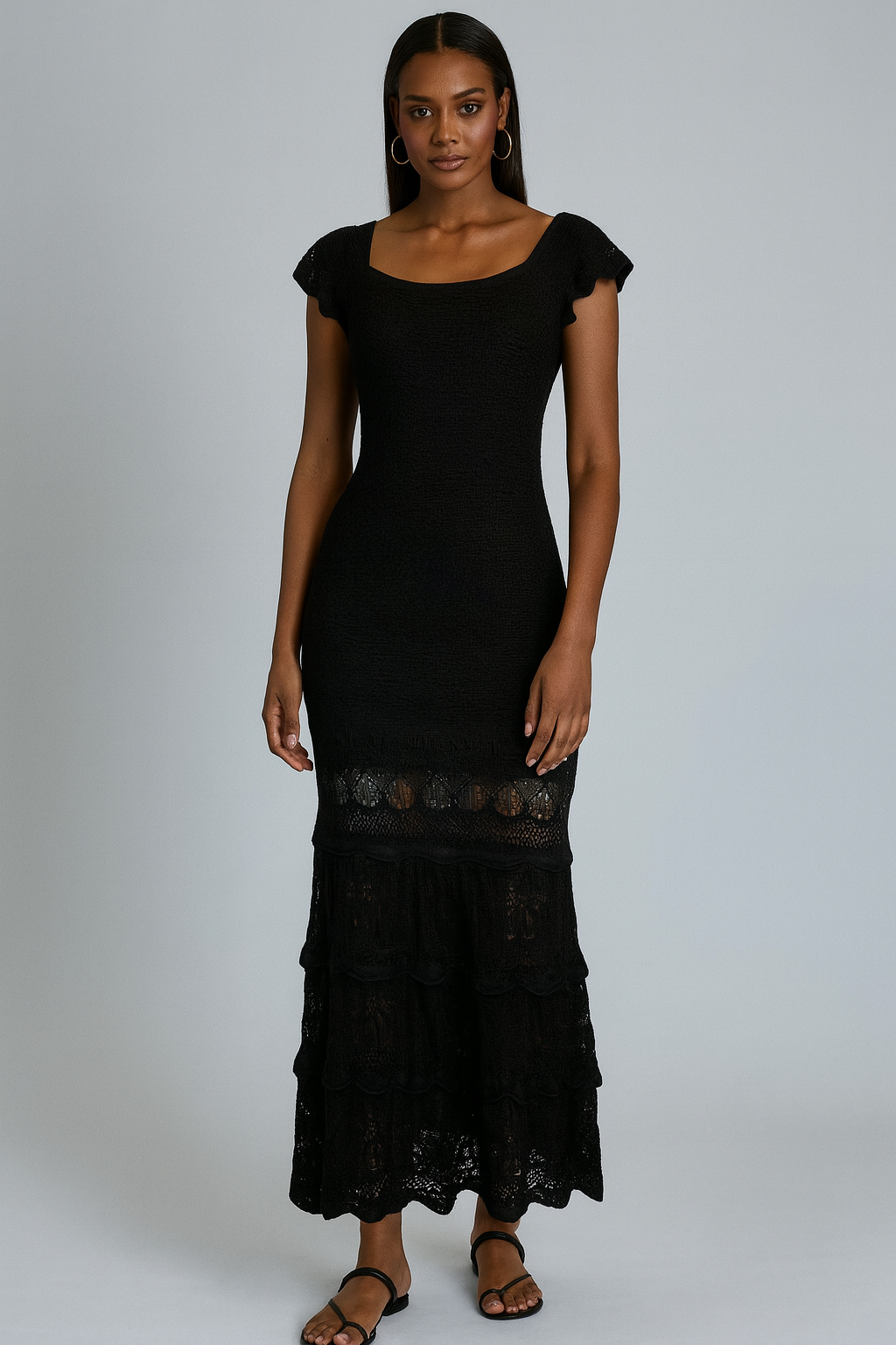 Vestido Longo Galeria Tricot Preto tamanho P