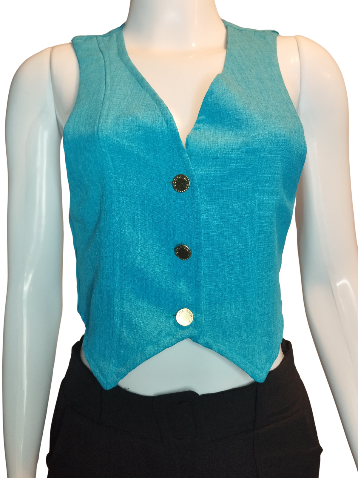 Colete Botswana Botão Dourado Azul tamanho PP