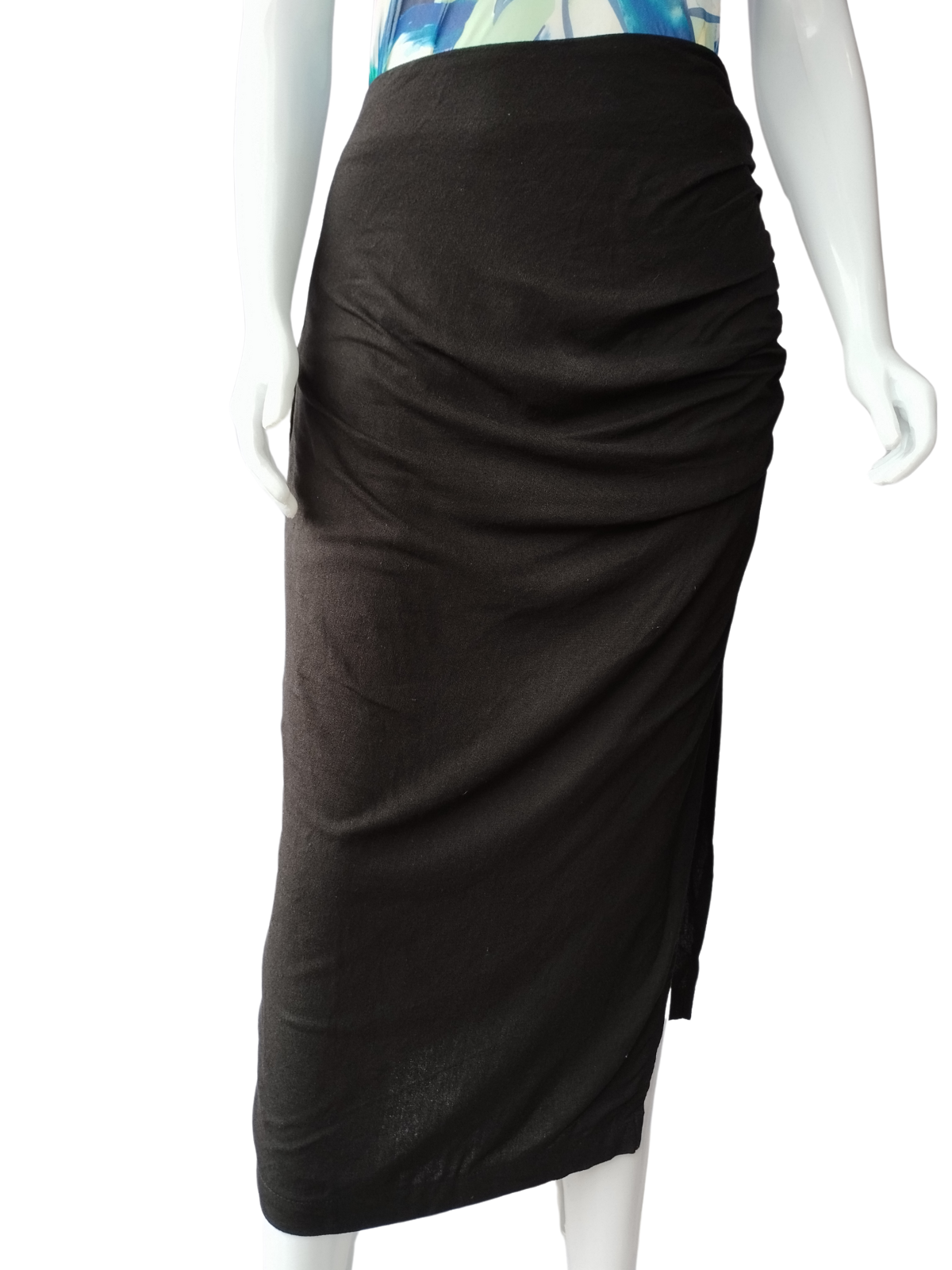 Saia Midi Fenda Lateral Preto tamanho 40