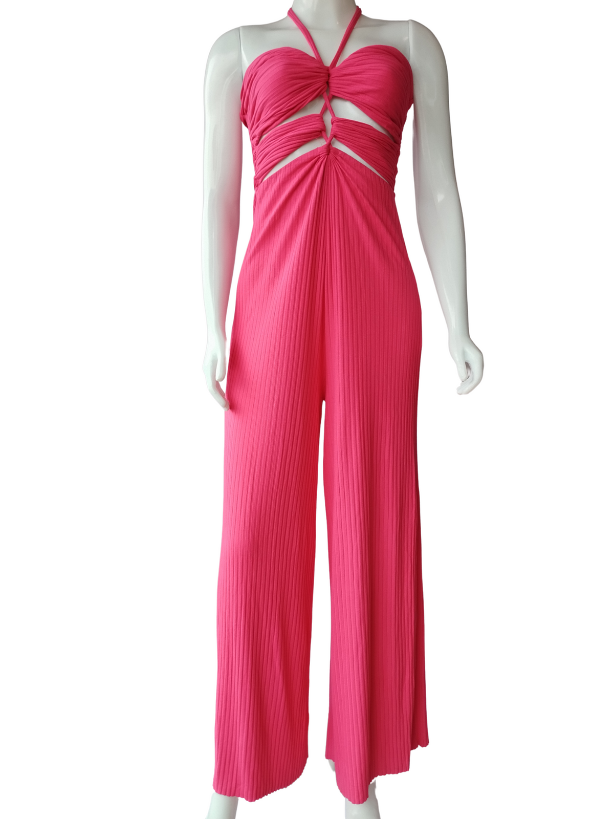 Macacão Garage Tomara que Caia Recorte Busto Malha Rosa tamanho P