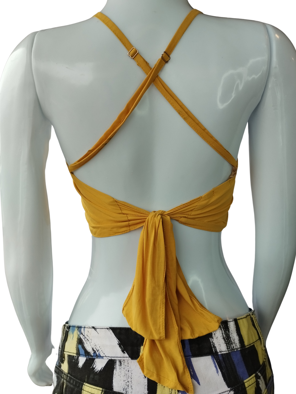 Blusa Cropped Frente Única Mostarda tamanho P