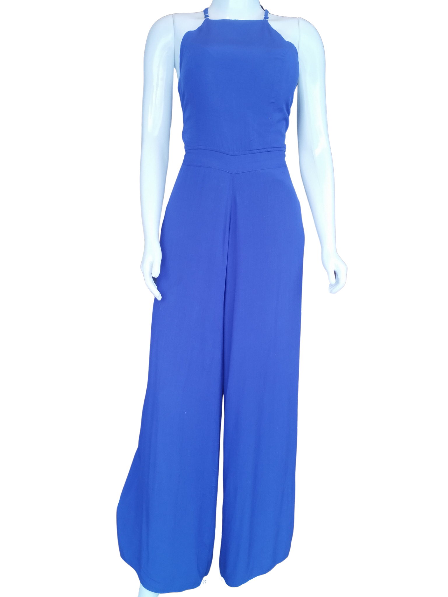 Macacão Pantacourt Amarração Cintura Azul tamanho M