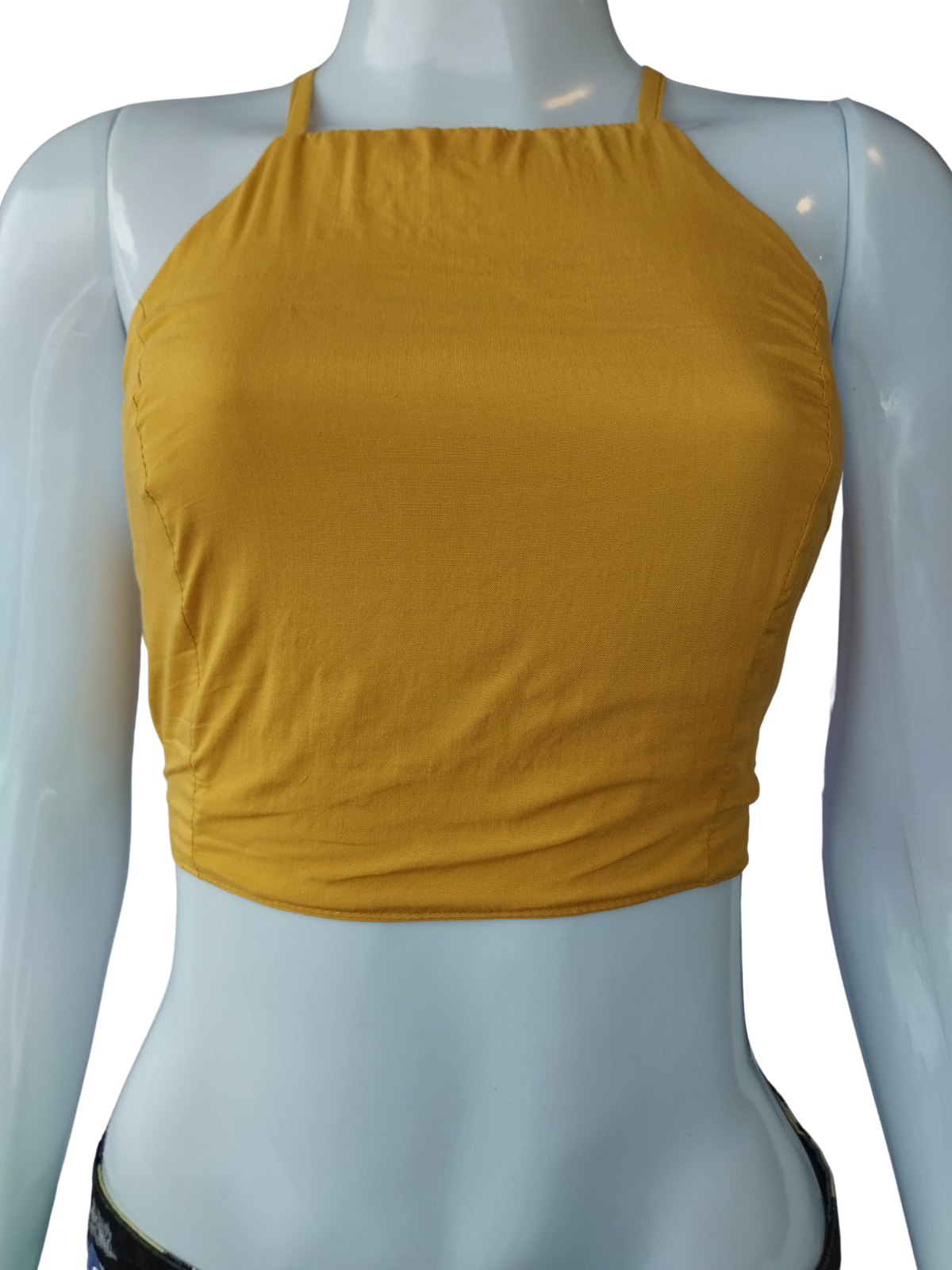 Blusa Cropped Frente Única Mostarda tamanho P