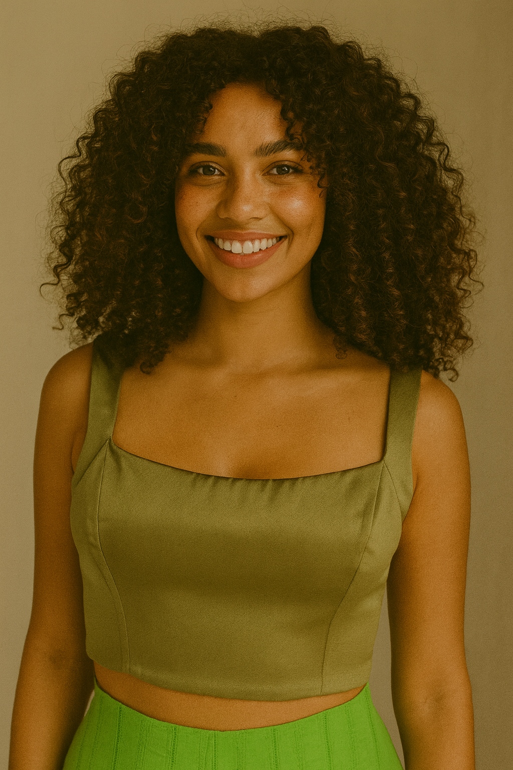 Cropped Afghan Corselet Verde Oliva tamanho M