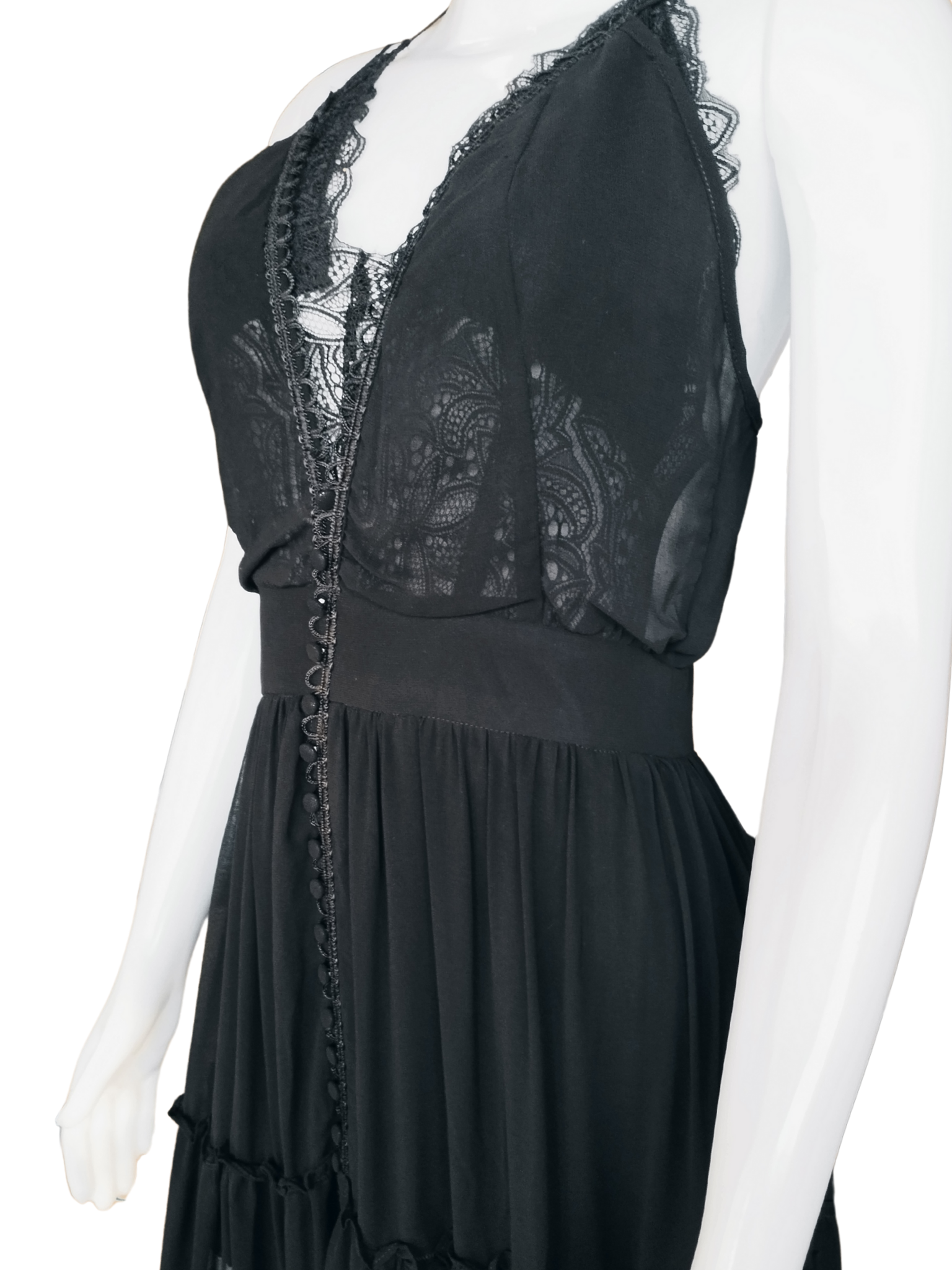 Vestido Agatha Longo Decote Renda Preto tamanho 44