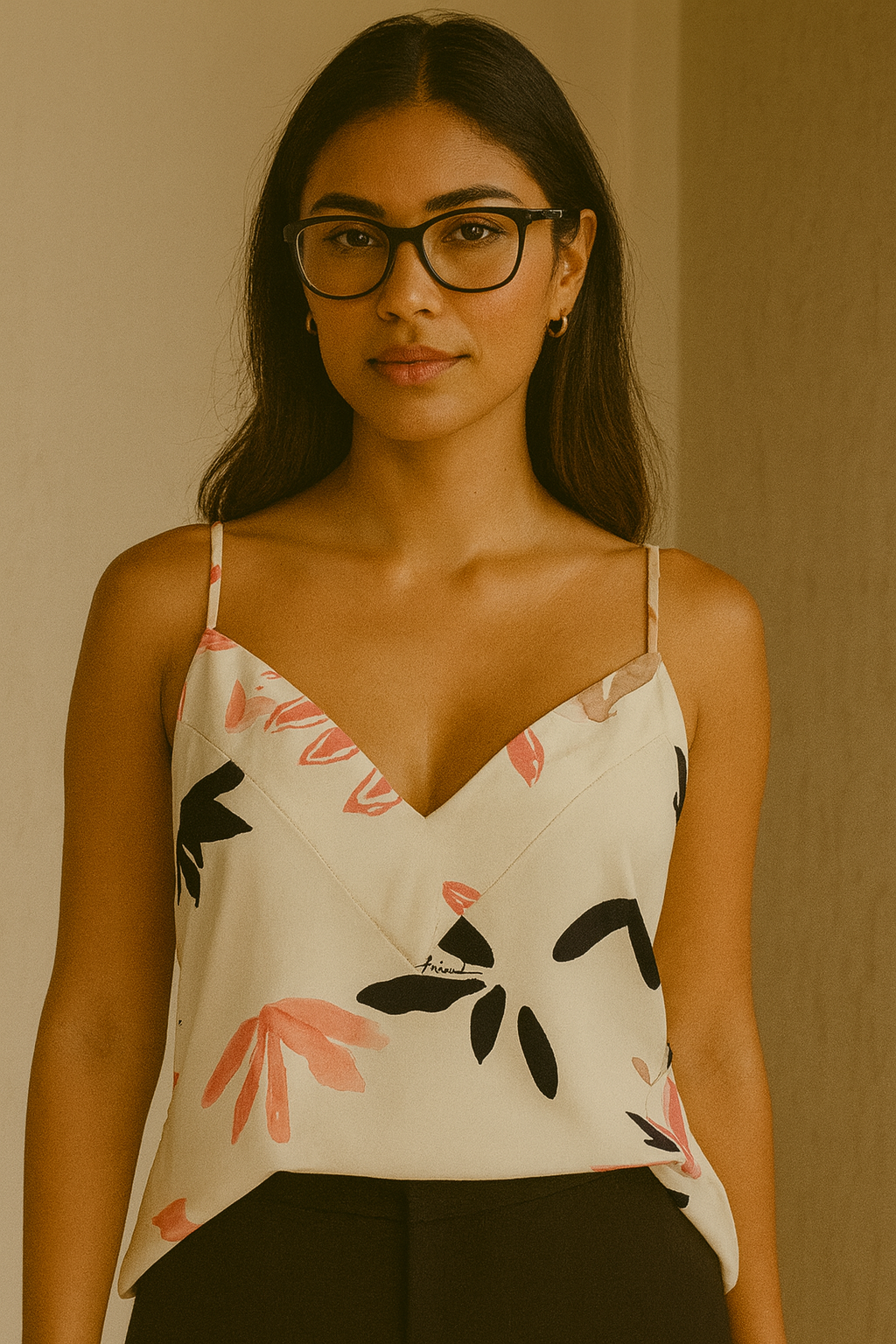 Blusa Animale Alça e Fores Off White tamanho 38