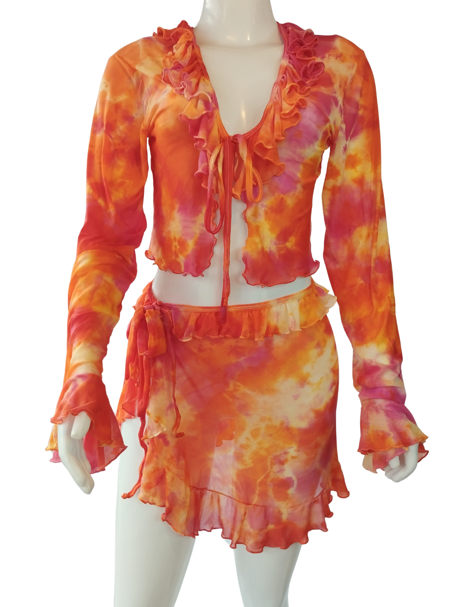Conjunto Galpão 51 Tule Tie Dye Laranja tamanho M
