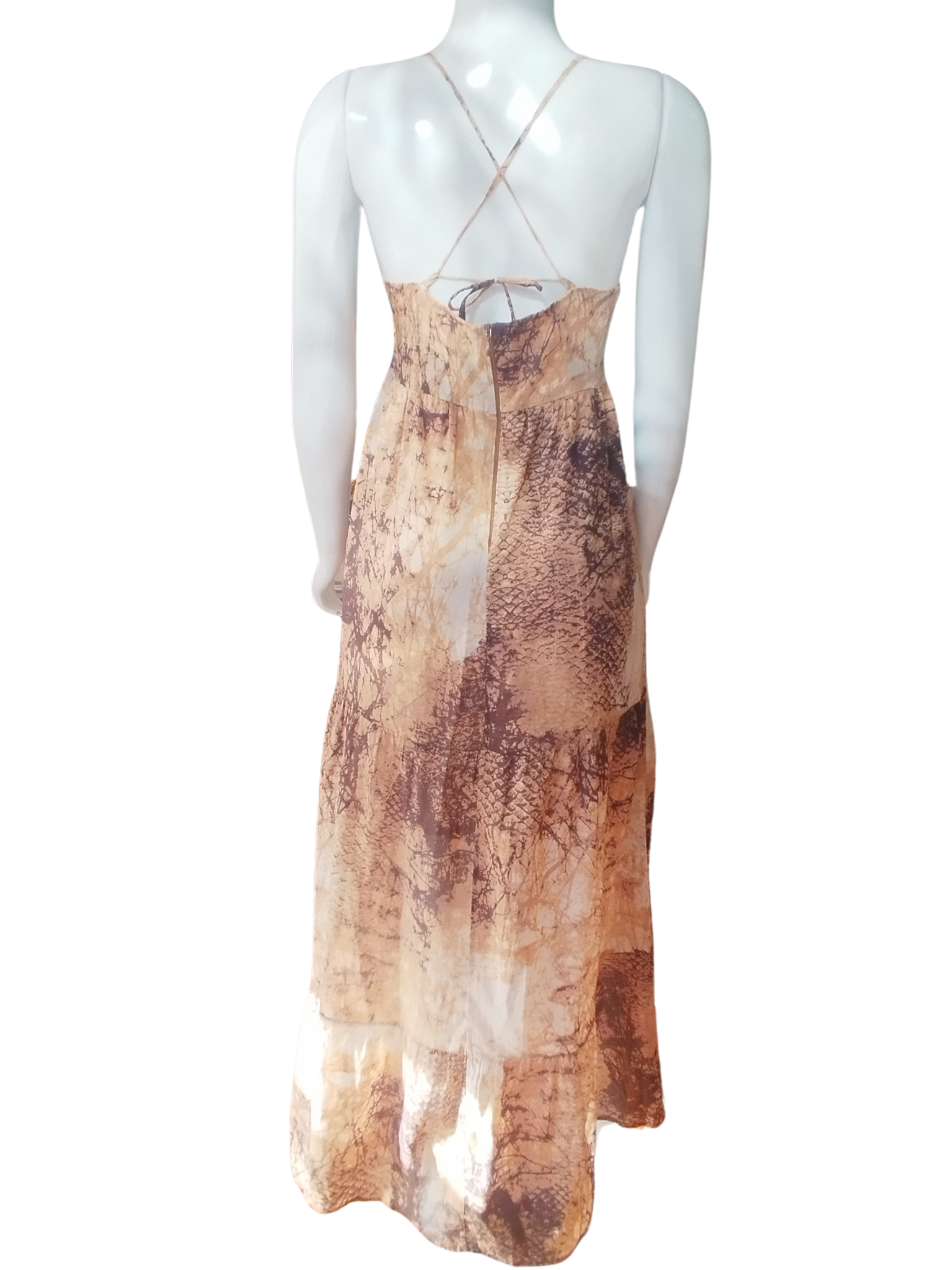 Vestido Longo Cobra Costas Nuas Animal Print tamanho PP